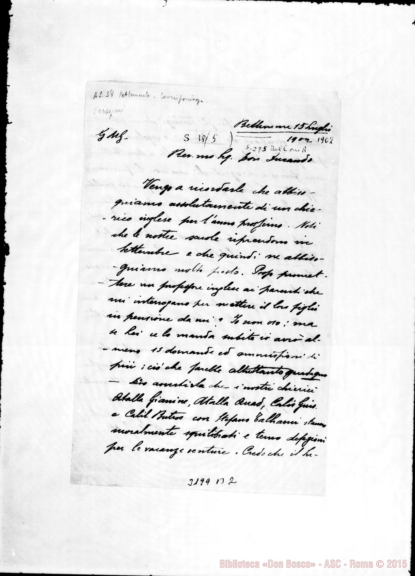 Fotogramma B 2 — Don Carlo Gatti-Don Durando. Betlemme, 15-07-1902