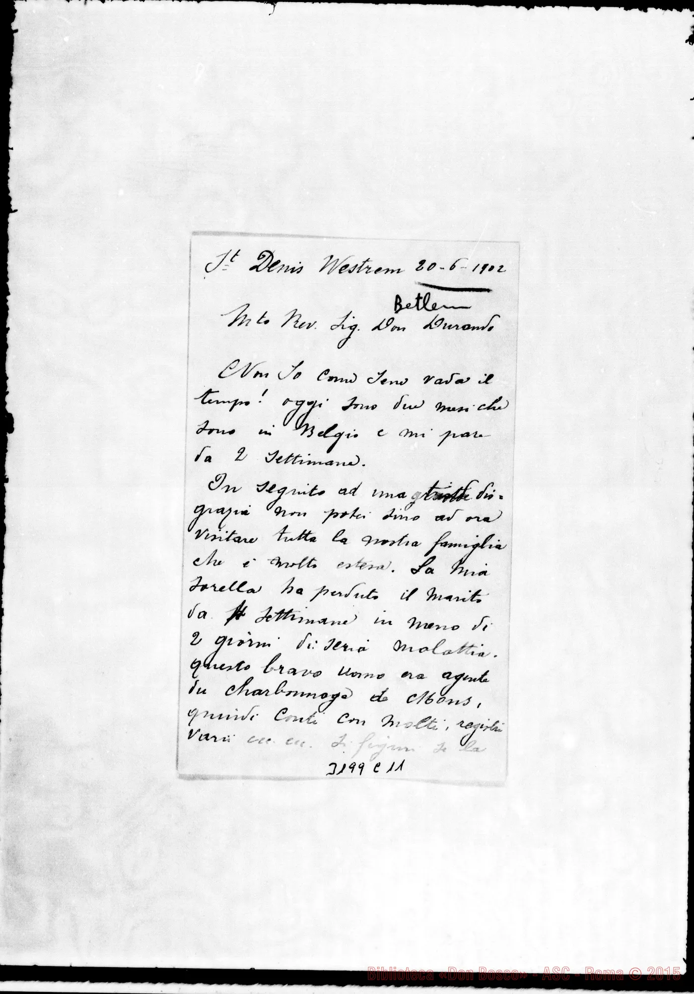 Fotogramma C 11 — Don Carlo Vercauteren-Don Durando. Betlemme, 20-06-1902