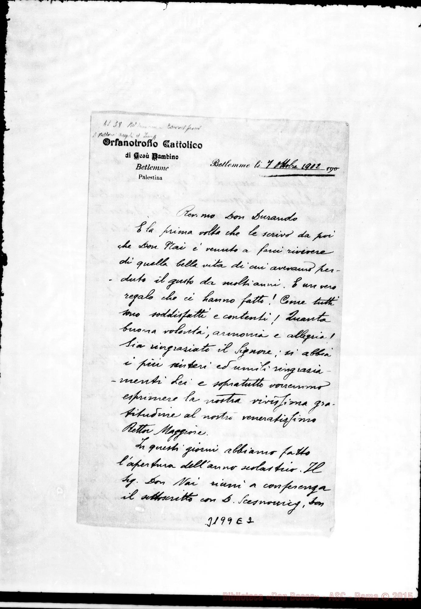 Fotogramma E 2 — Don Carlo Gatti-Don Durando. Betlemme, 7-10-1902