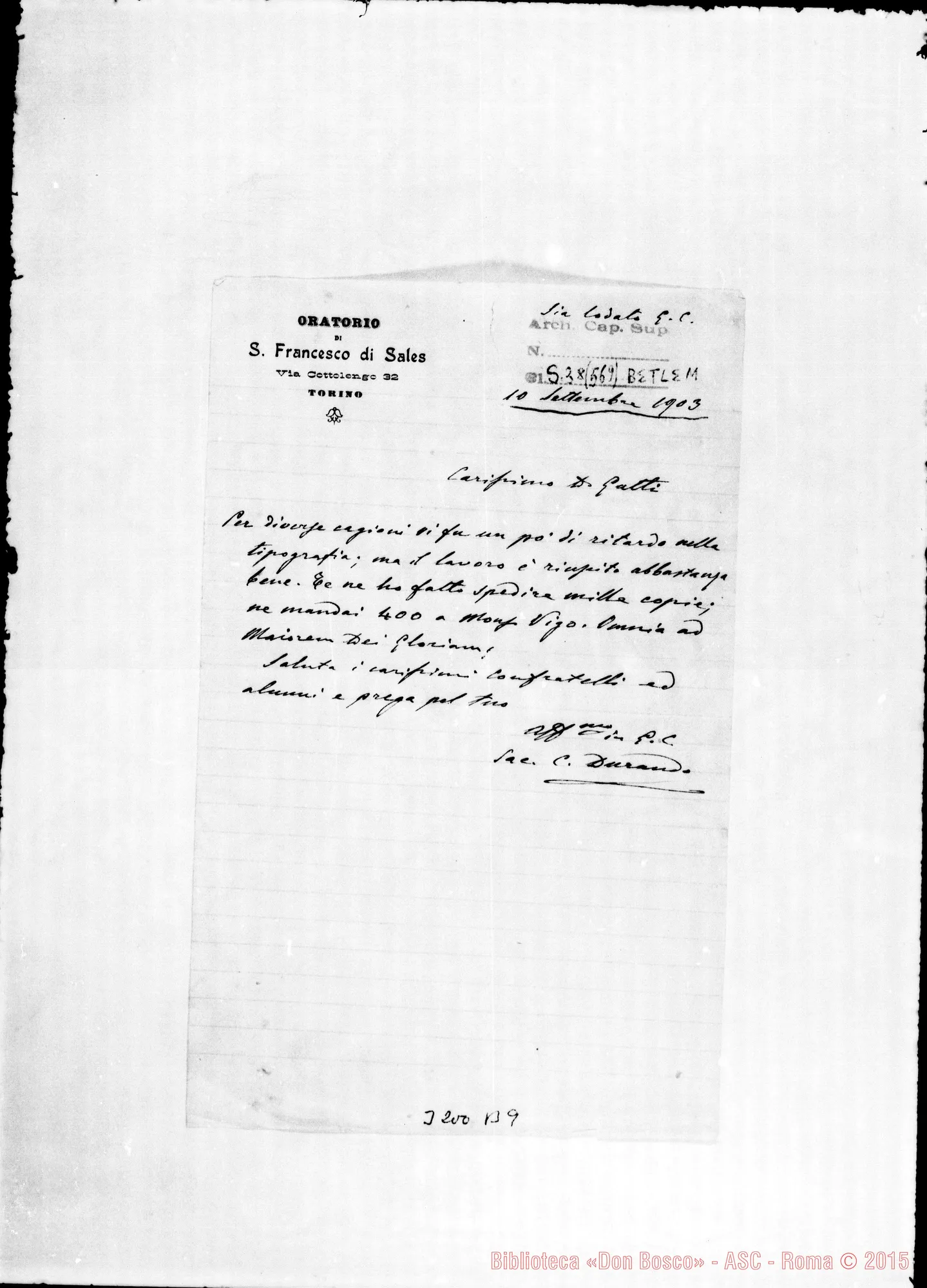 Fotogramma B 9 — Don Durando-Don Gatti. Torino, 10-09-1903