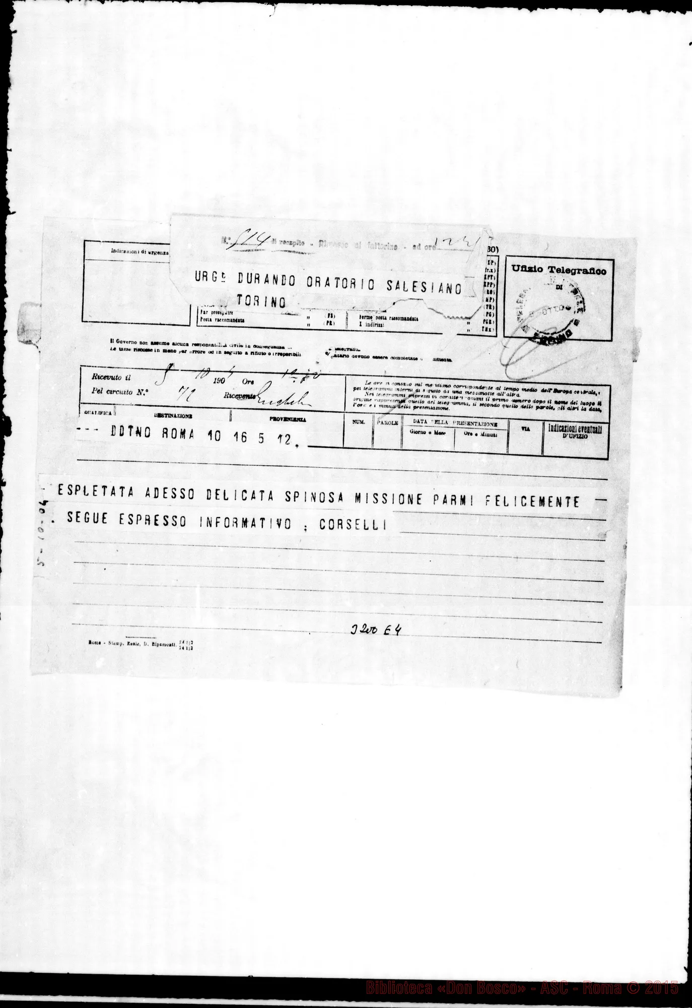 Fotogramma E 4 — Don Conelli-Don Durando. Telegramma