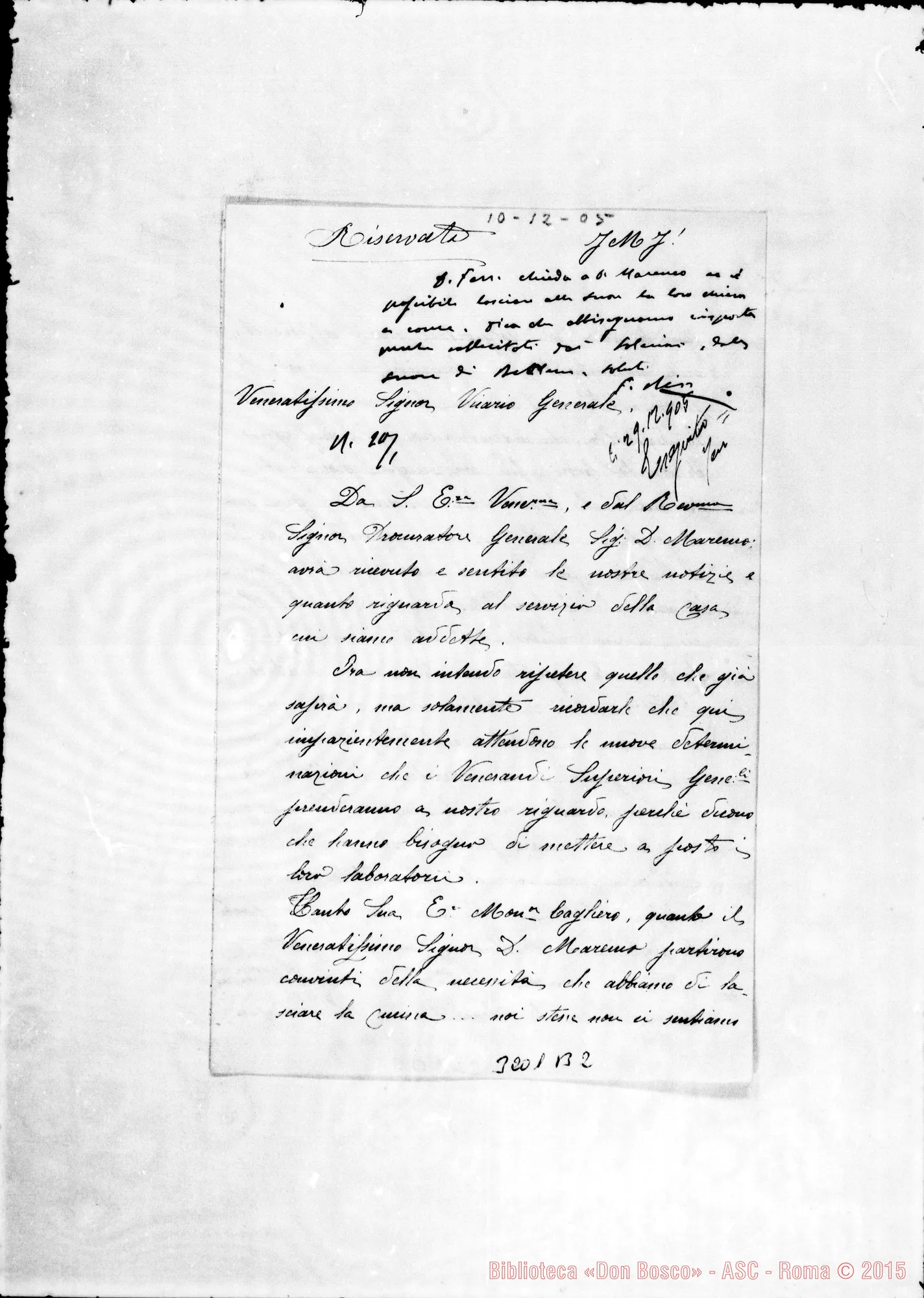 Fotogramma B 2 — Suor Annetta Vergano-Don Rinaldi. Betlemme, 10-12-1905 Autogr. Rinaldi
