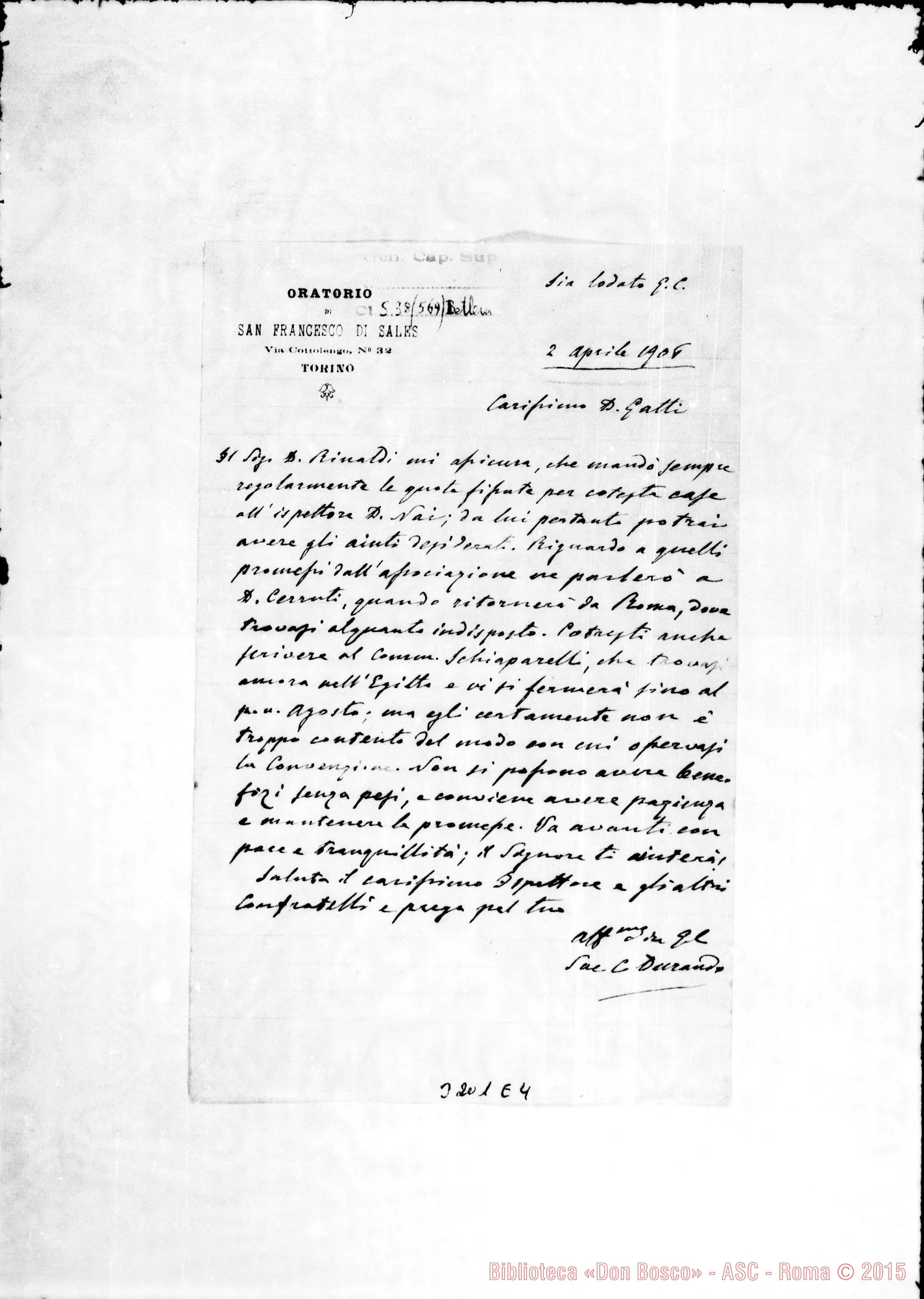 Fotogramma E 4 — Don Durando-Don Gatti. Torino, 2-04-1906