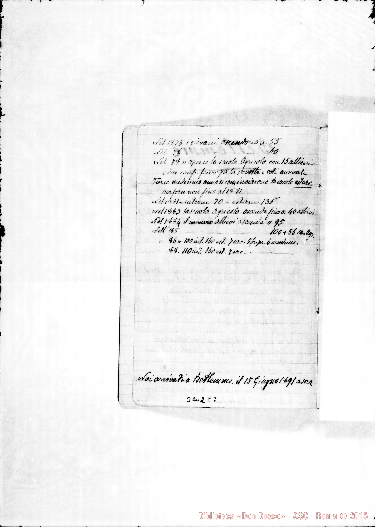 Fotogramma E 7 — Appunti di Don Barberis con notizie E copia di documenti relativi alla casa di Betlemme.