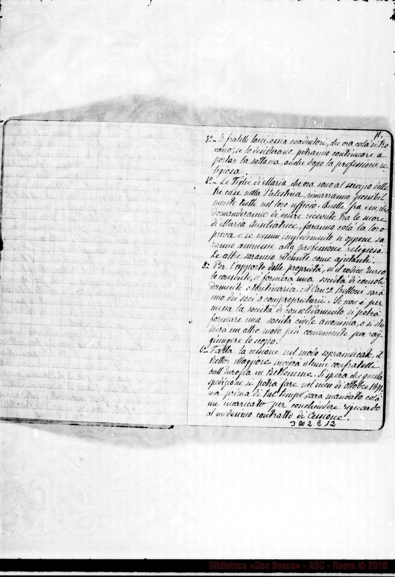 Fotogramma E 12 — Appunti di Don Barberis con notizie E copia di documenti relativi alla casa di Betlemme.