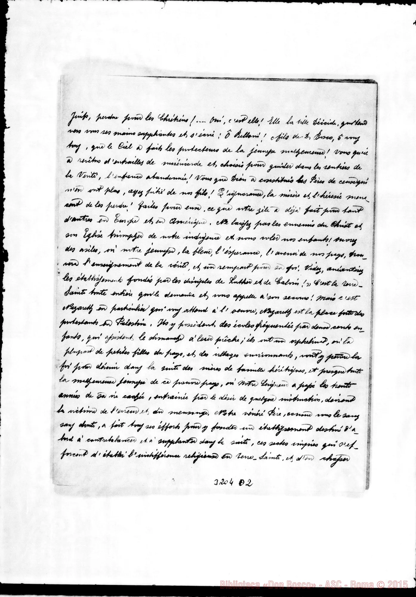 Fotogramma D 2 — Discorso all’arrivo dei salesiani all’orfanotrofio di Betlemme.