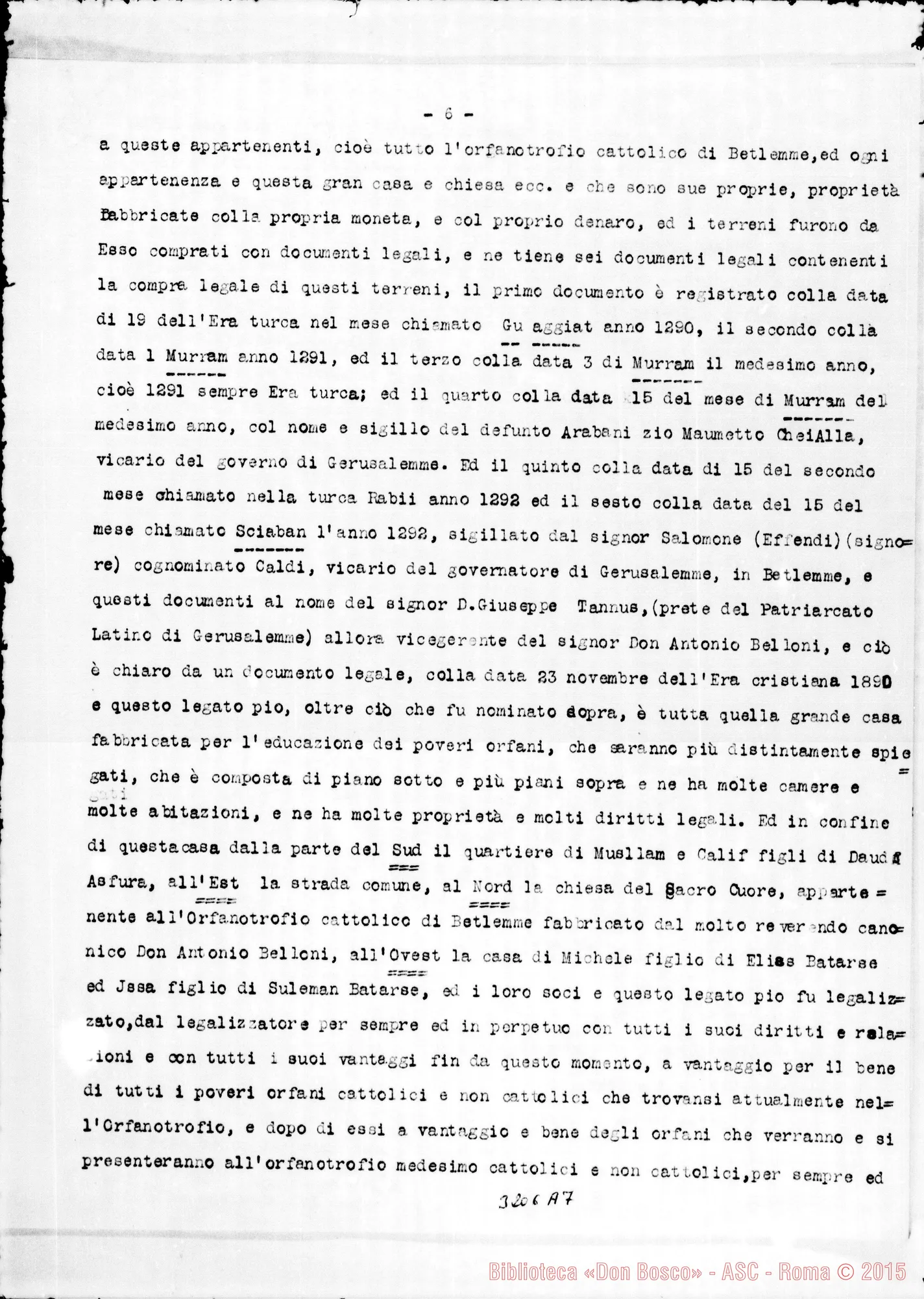 Fotogramma A 7 — Legato Pio di Betlemme. Orfanotrofio cattolico. Copia