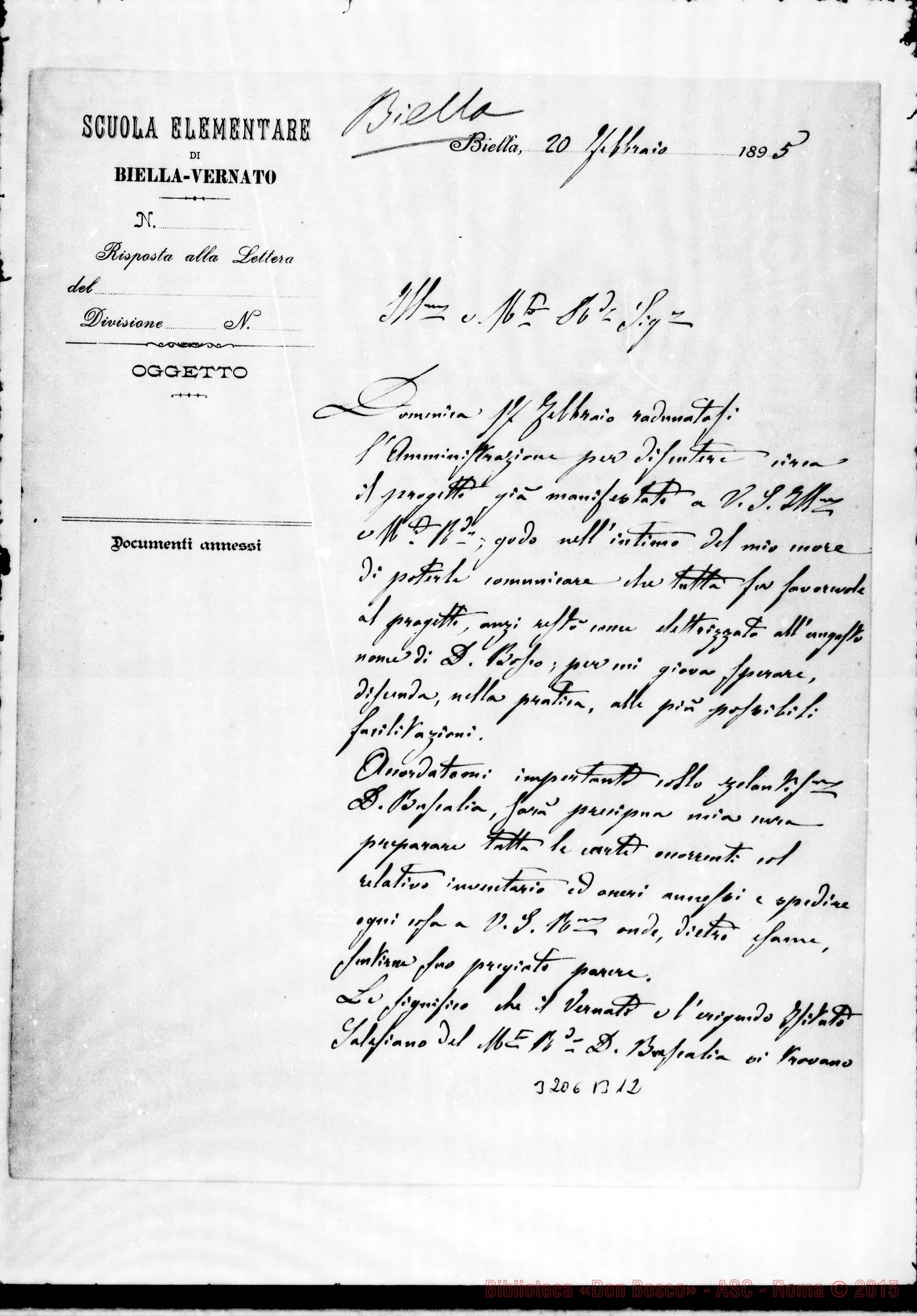 Fotogramma B 12 — Ciancia-Perrone Don Macario-Rev.do Sig. Biella, 20-02-1895