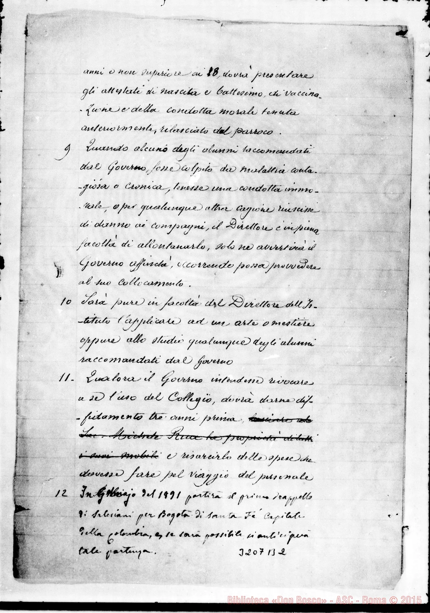 Fotogramma B 2 — Progetto di convenzione. Aggiunte autogr. Rua. Giugno 1888
