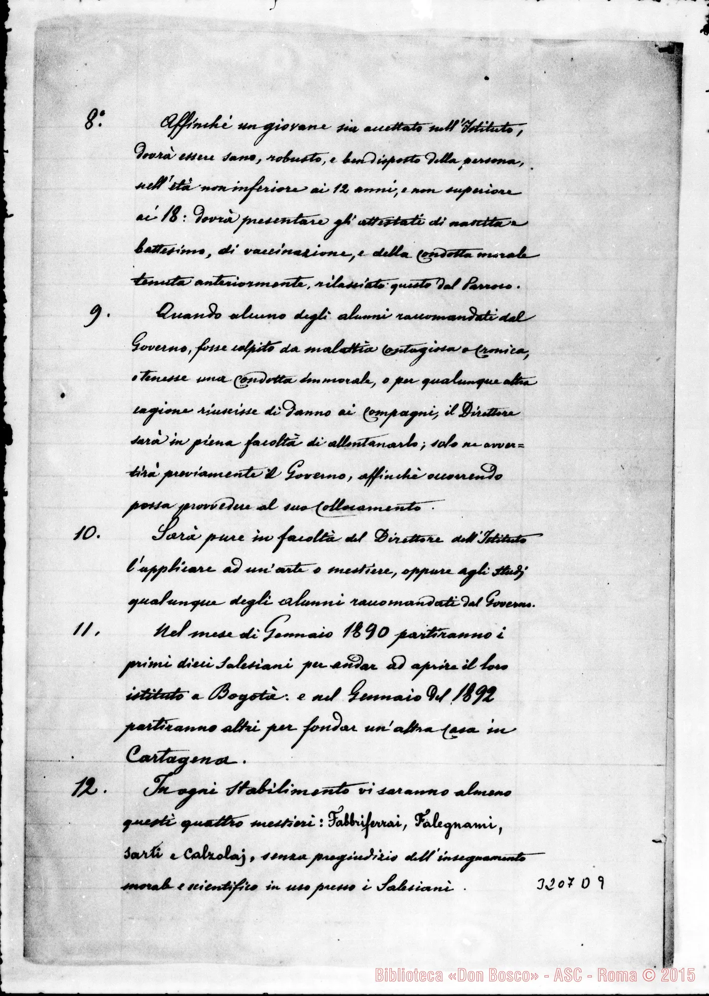 Fotogramma D 9 — Convenzione tra il governo E Don Rua. Correzioni autogr. Rua