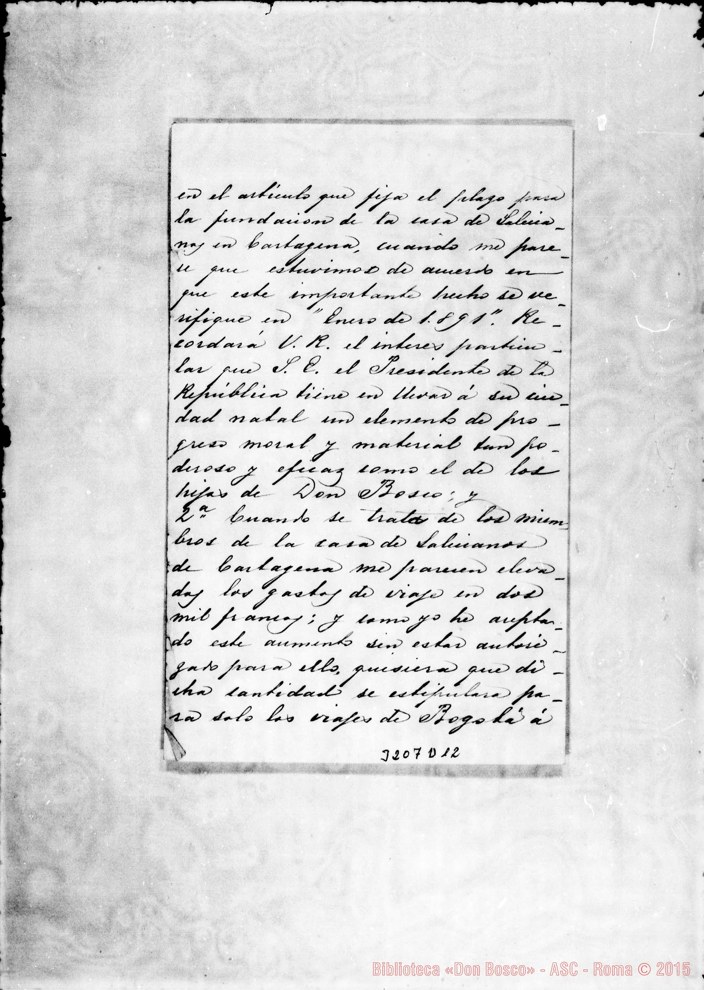 Fotogramma D 12 — Joaquín Vélez-Don Rua. Roma, 4-05-1889 Autogr. Rua