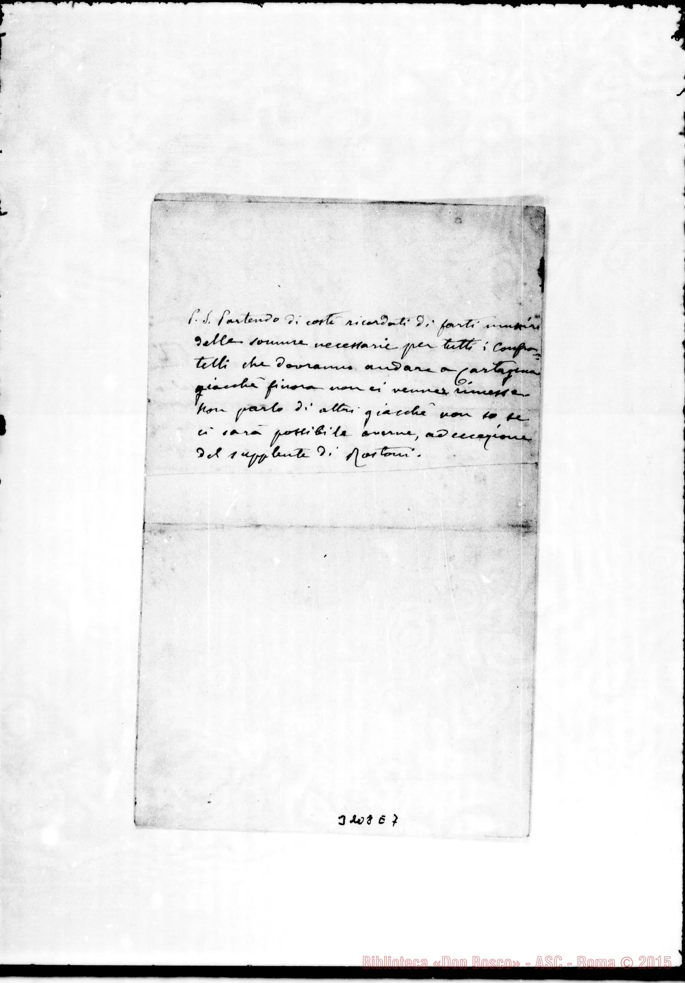 Fotogramma E 7 — Don Rua-Don Rabagliati. Torino, 30-07-1890 Ms. autogr. Rua