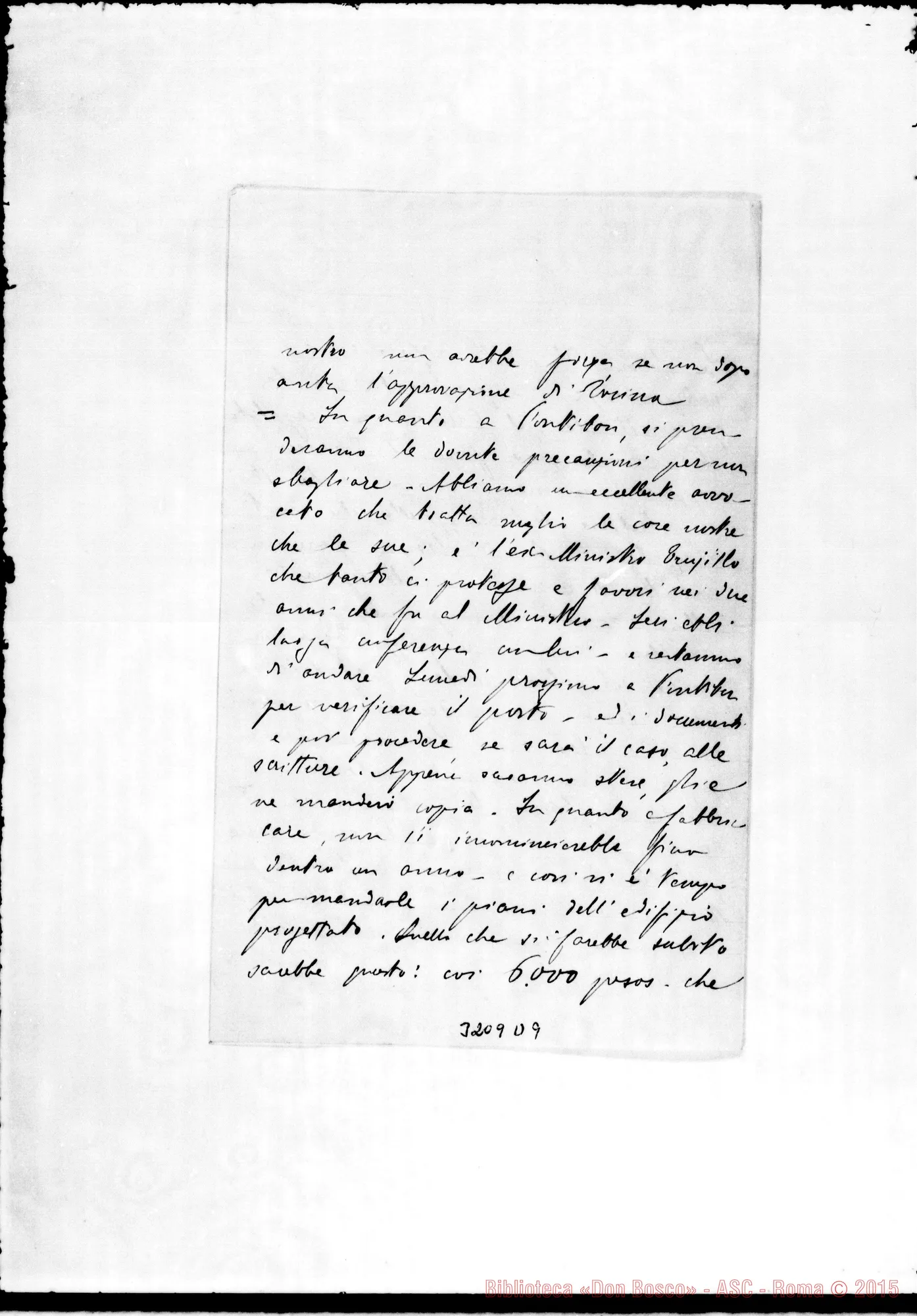 Fotogramma D 9 — Don Evasio Rabagliati-Carissimo Padre. Bogota, 13-02-1894. Autogr. Rua