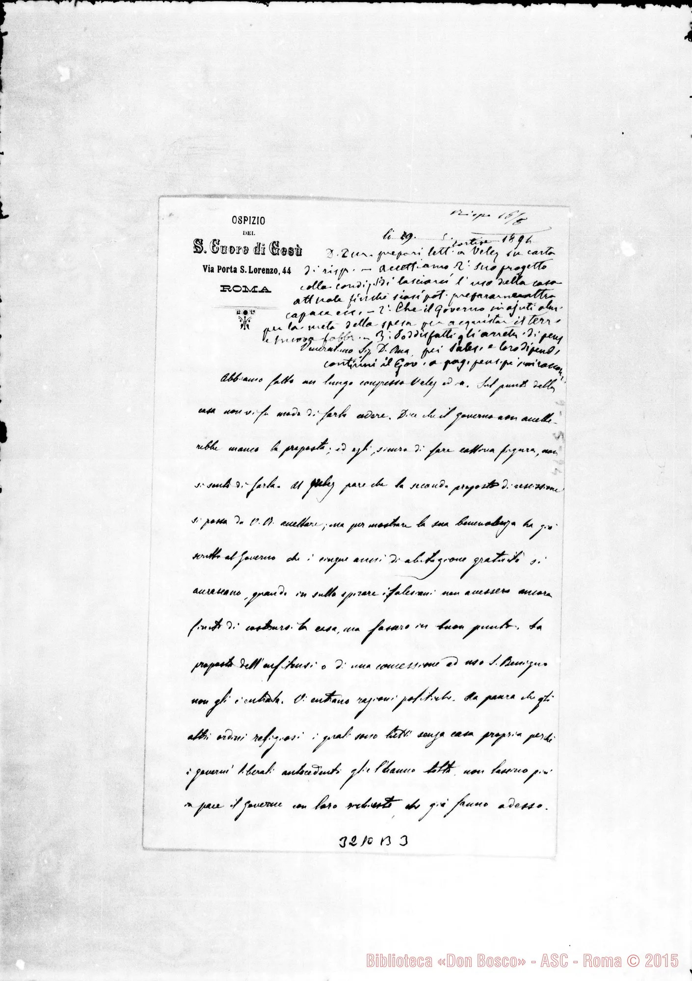 Fotogramma B 3 — Don Cagliero Cesare-Don Rua. Roma, 29-05-1894 Autogr. Rua