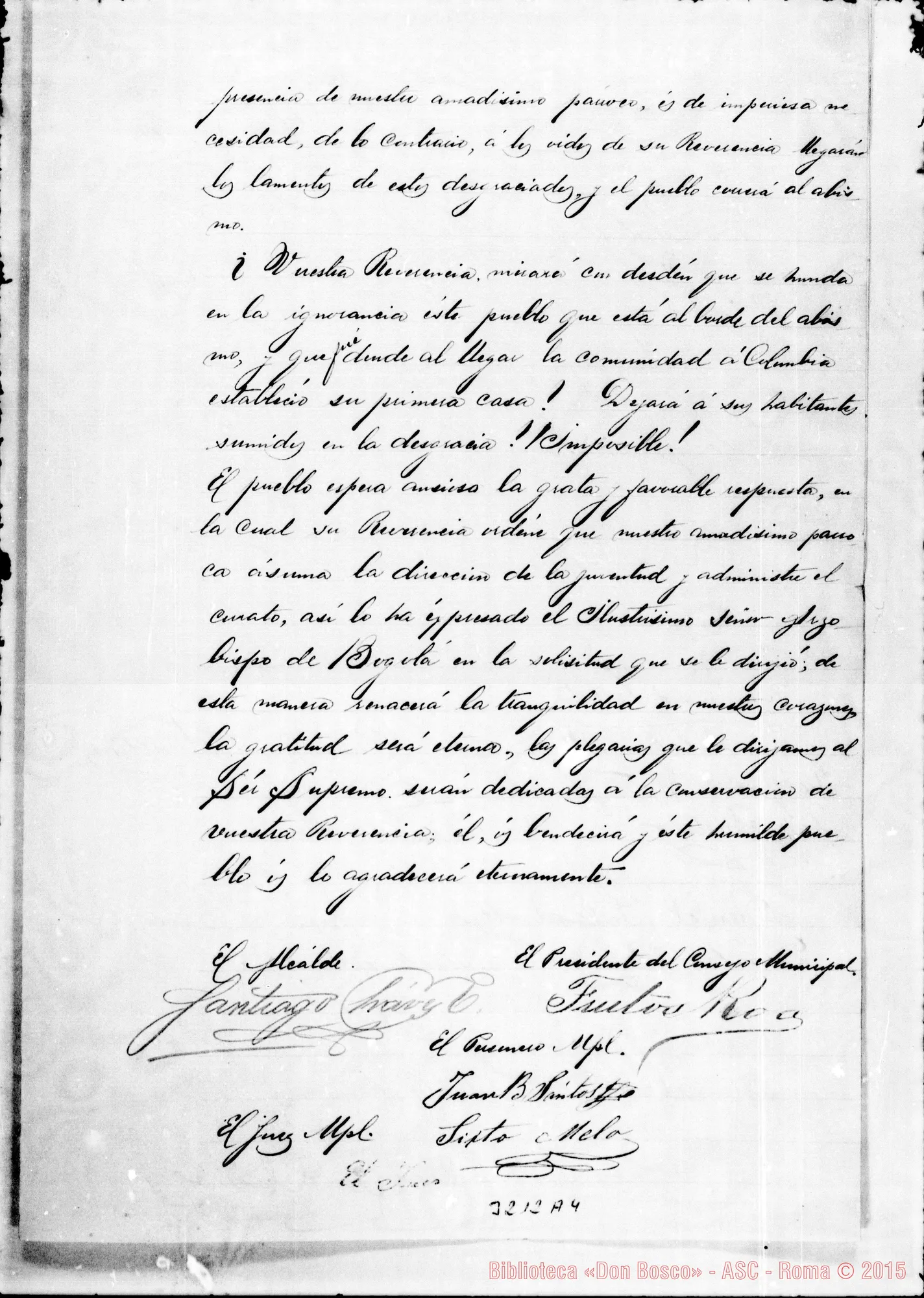 Fotogramma A 4 — Lettera del Sindaco con firme molteplici A D. Rua. Autogr. Rua