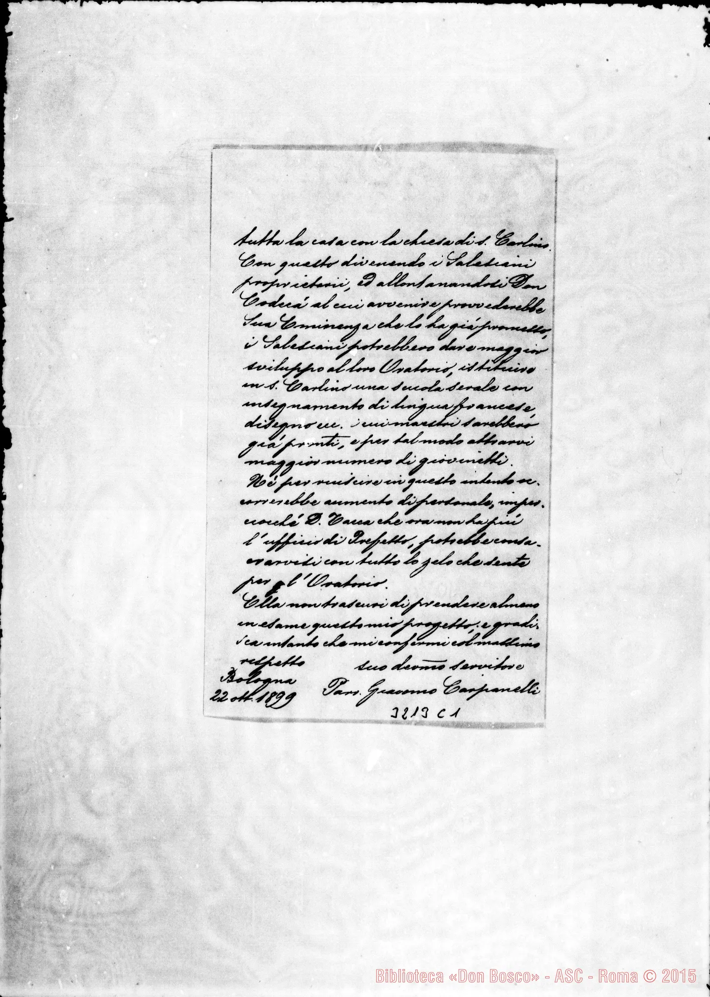Fotogramma C 1 — Don Giacomo Carpanelli, parroco-Don Rua. Bologna, 22-10-1899