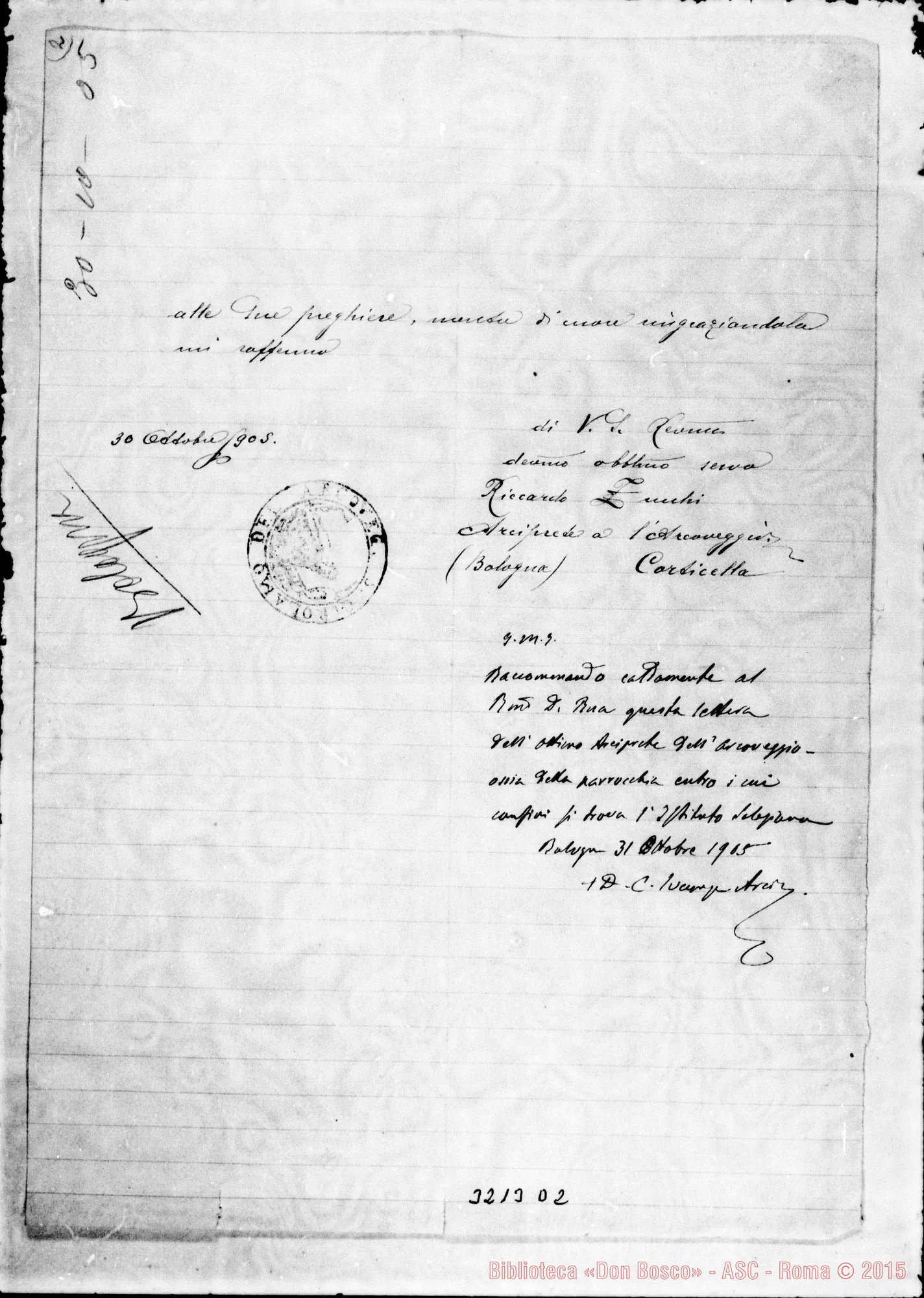 Fotogramma D 2 — Don Riccardo Zucchi, arcip.-Don Rua. Bologna, 30-10-1905