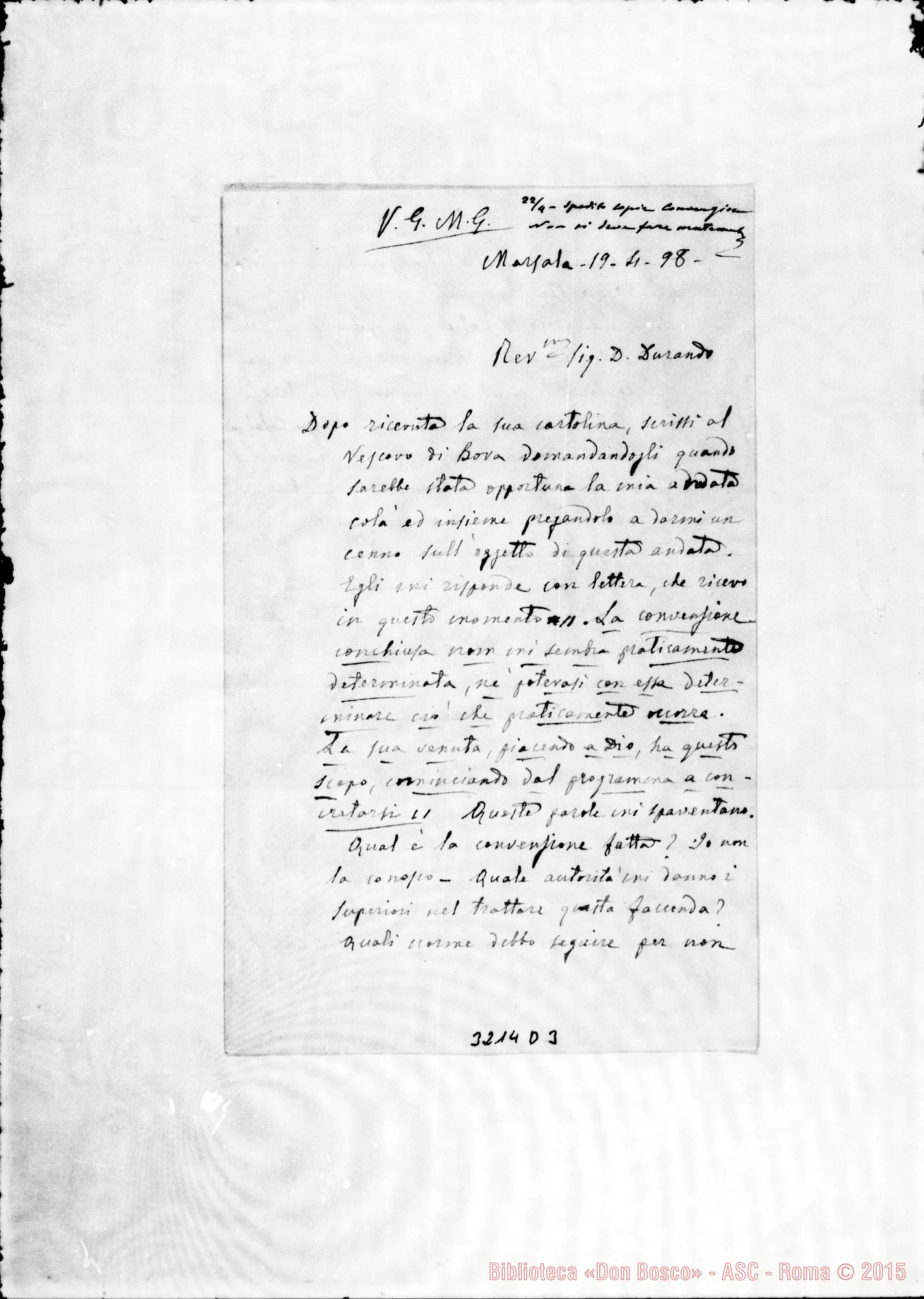 Fotogramma D 3 — Don Bertello Giuseppe-Don Durando. Marsala, 19-04-1898
