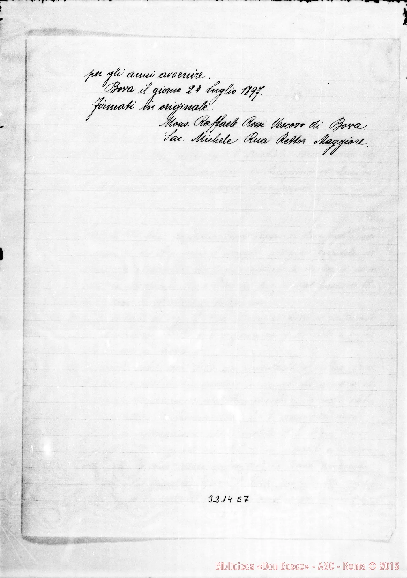 Fotogramma E 7 — Convenzione con firma autogr. Rua. Bova, 24-07-1897 E copia