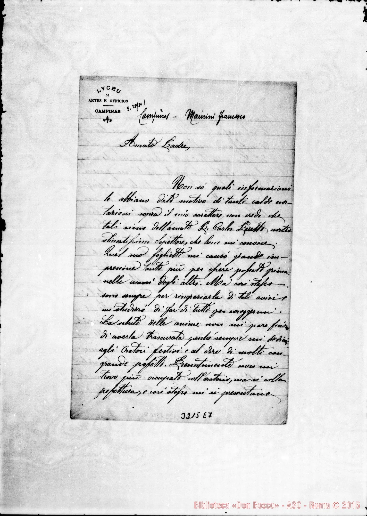 Fotogramma E 7 — Don Mainini Francesco-Amato Padre. Campiñas, 30-10-1898