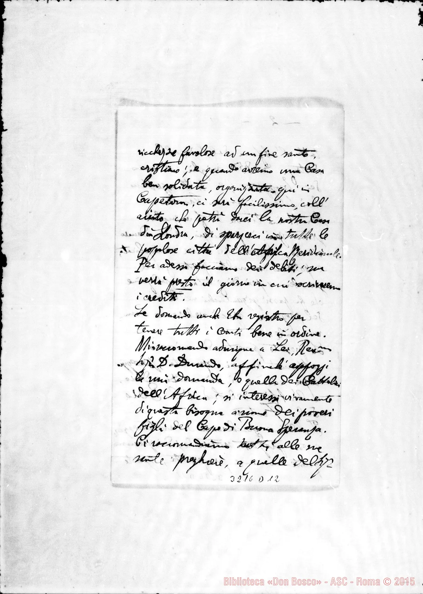 Fotogramma D 12 — Don Barni Federico-Ispettore. Capetown, febbr. 1897