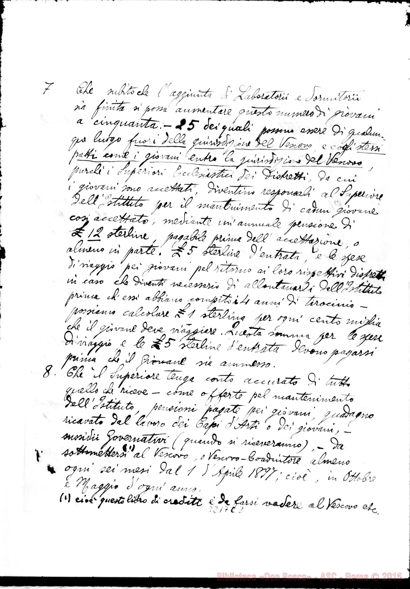 Fotogramma C 2 — Regolamento per l’accettazione dei giovani: Giovanni Léonard, vesc.