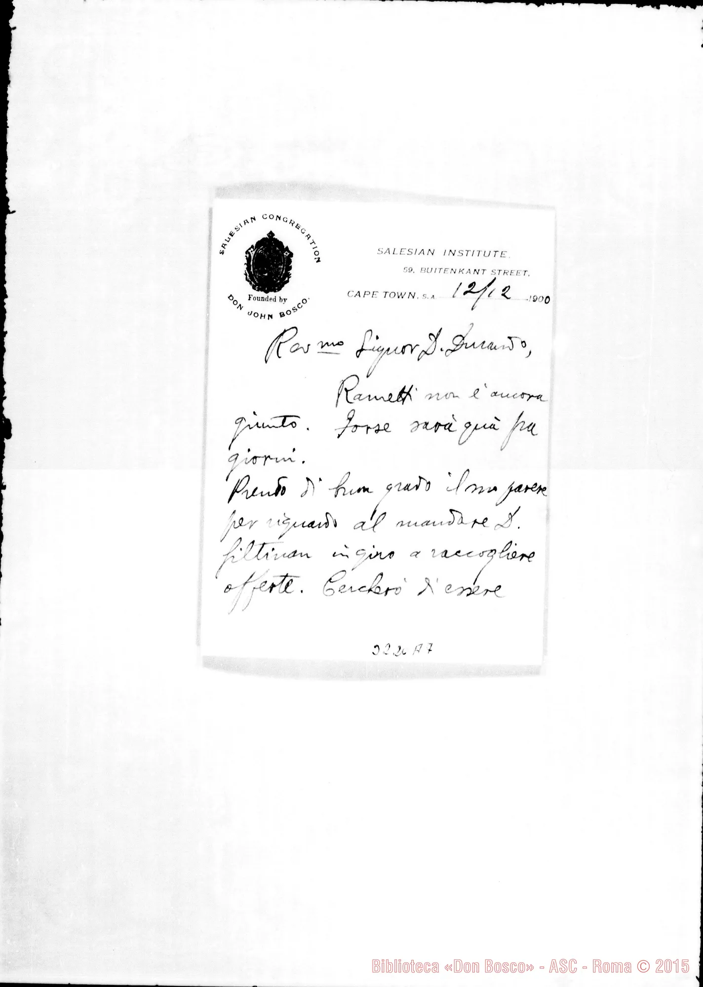 Fotogramma A 7 — Don Barni-Don Durando. Cape Town, 12-12-1900