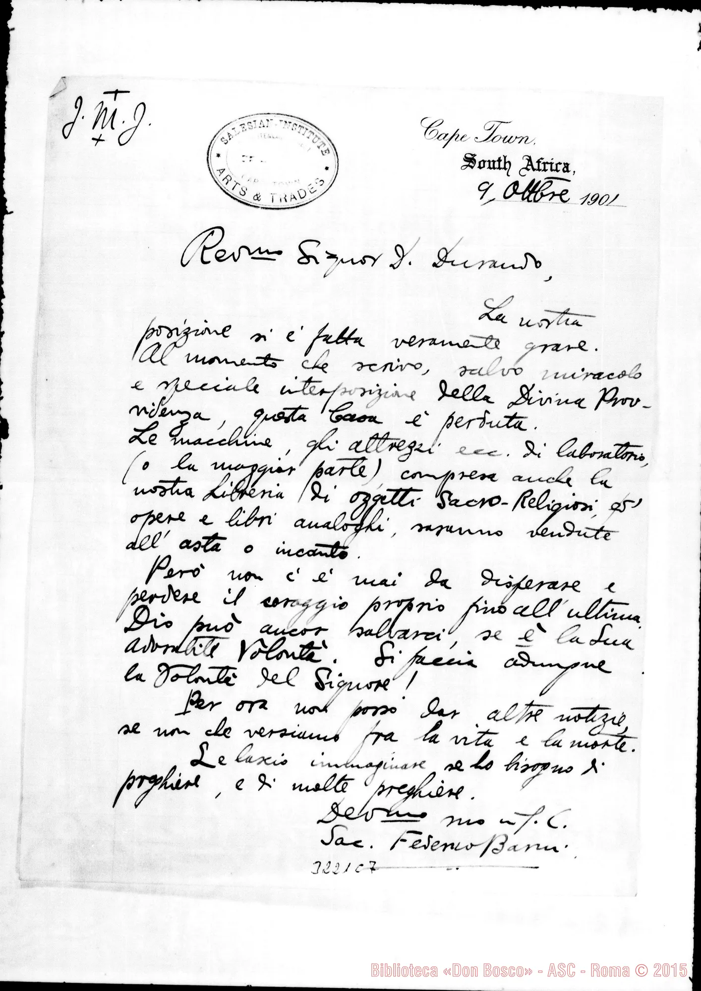 Fotogramma C 7 — Don Barni-Don Durando. Cape Town, 9-10-1901
