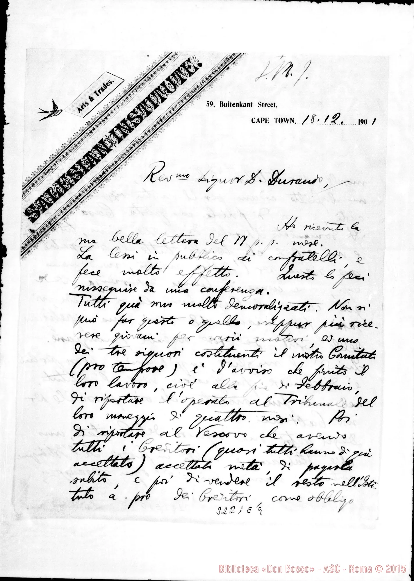 Fotogramma E 9 — Don Barni-Don Durando. Cape Town, 18-12-1901