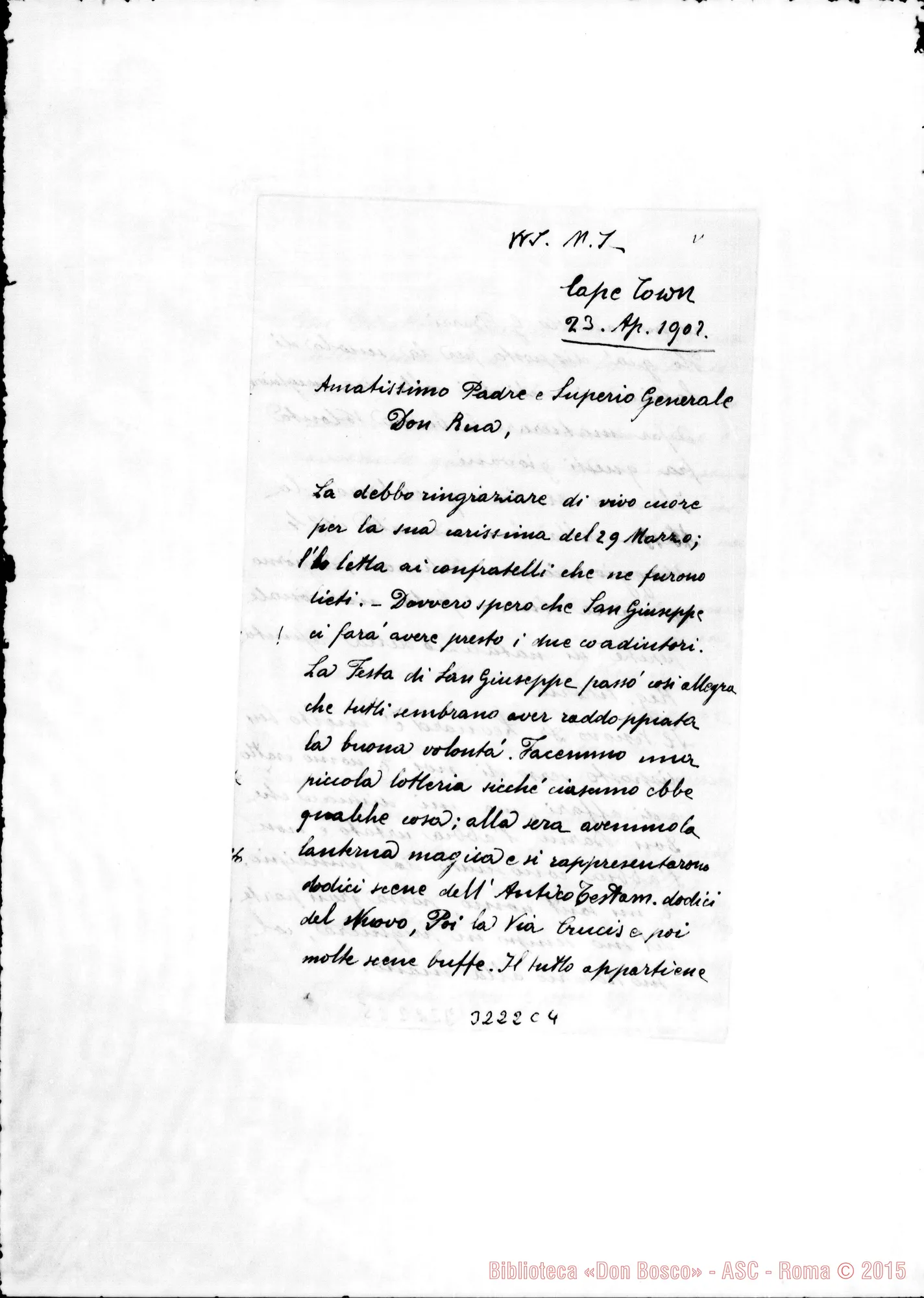 Fotogramma C 4 — Don Tozzi Enea-Don Rua. Cape Town, 23-04-1902