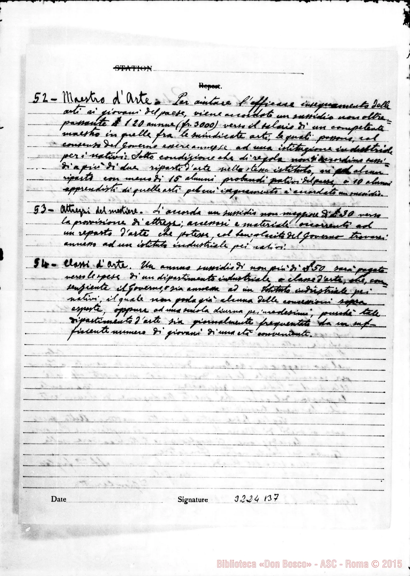 Fotogramma B 7 — D. Giovanni Cerruti-D. Rua. Cape Town, 27-06-1906, insieme a: Estratto dal Regolamento pei Sussidi. Autogr. Rua