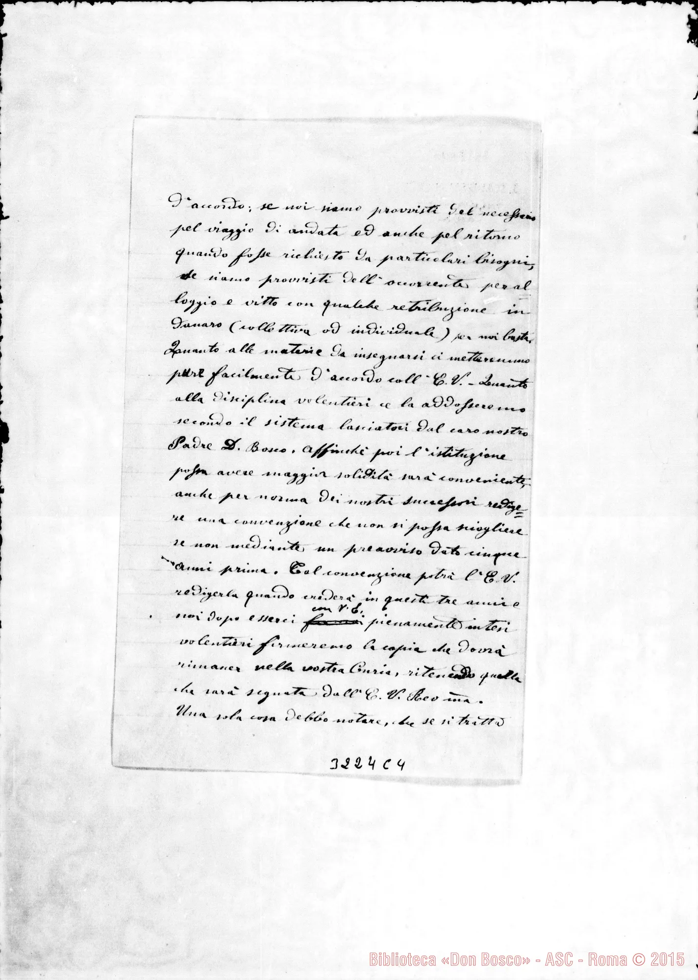Fotogramma C 4 — Don Rua-Eccellenza Rev.ma Minuta di lettera. Firma autogr. Rua