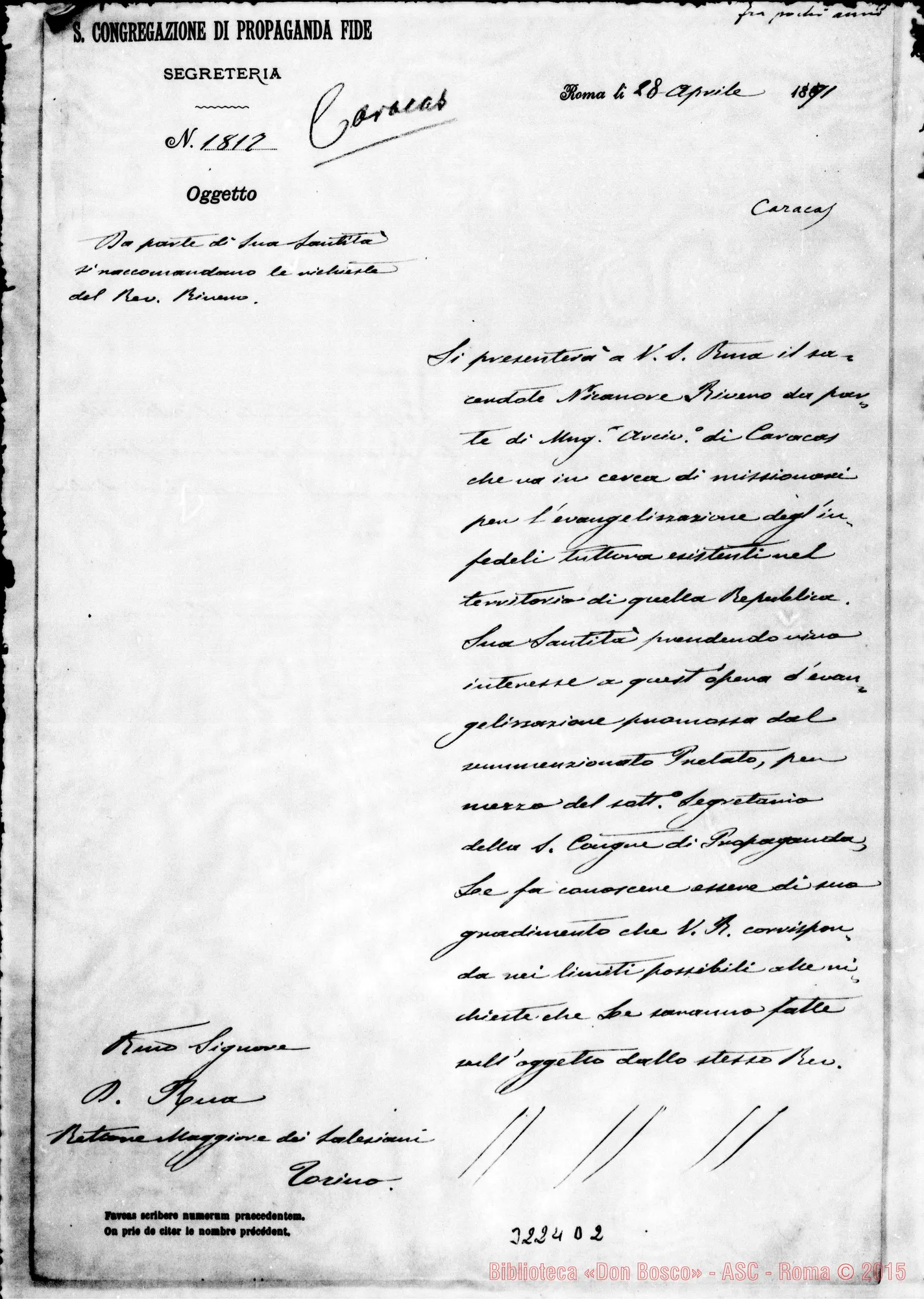 Fotogramma D 2 — Propaganda Fide-Don Rua. Roma, 28-04-1891