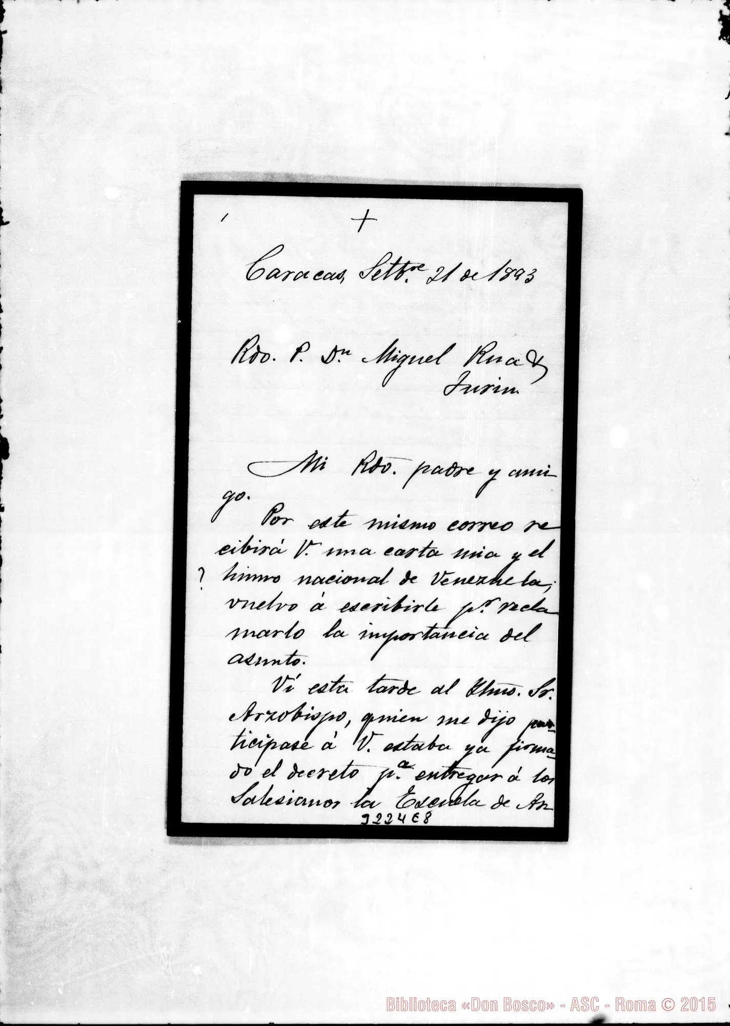 Fotogramma E 8 — Don Ricardo Arteaga-Don Rua. Caracas, 21-10-1893