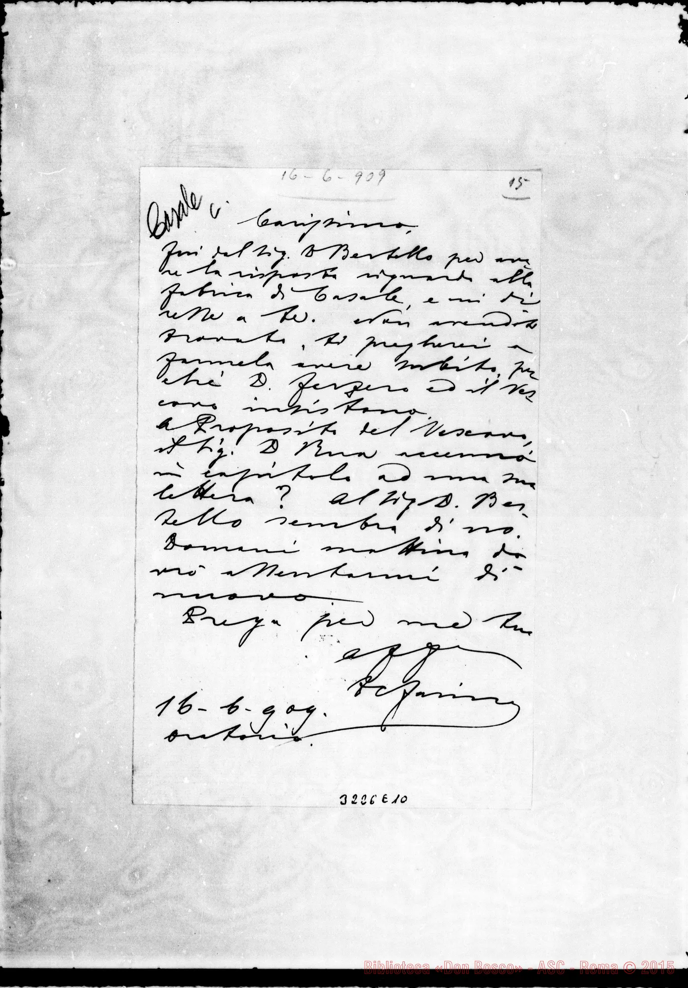 Fotogramma E 10 — Don Farina-Carissimo. Oratorio, 16-06-1909