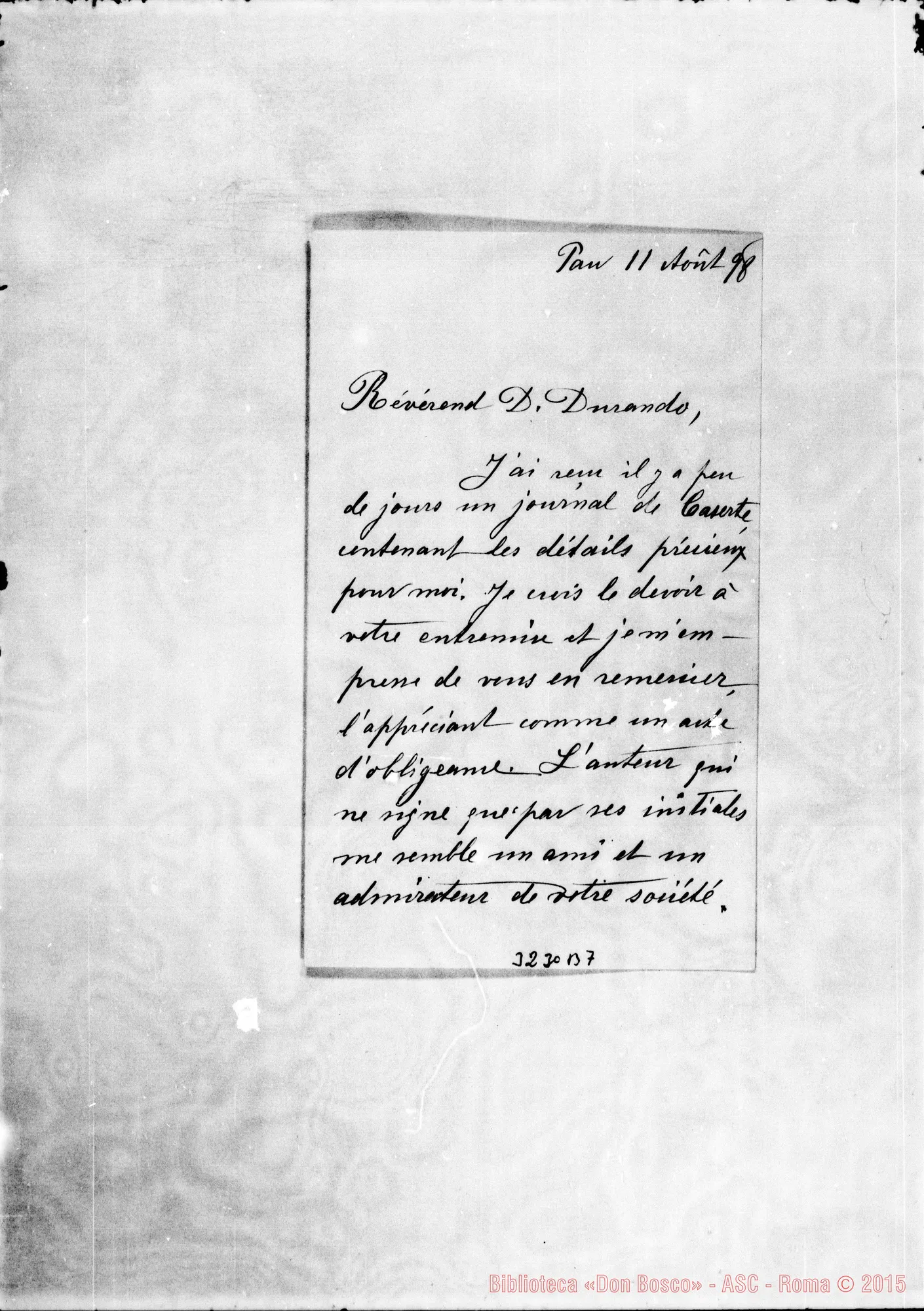 Fotogramma B 7 — M.lle Marie Lasserre-Don Durando. Pau, 11-08-1898