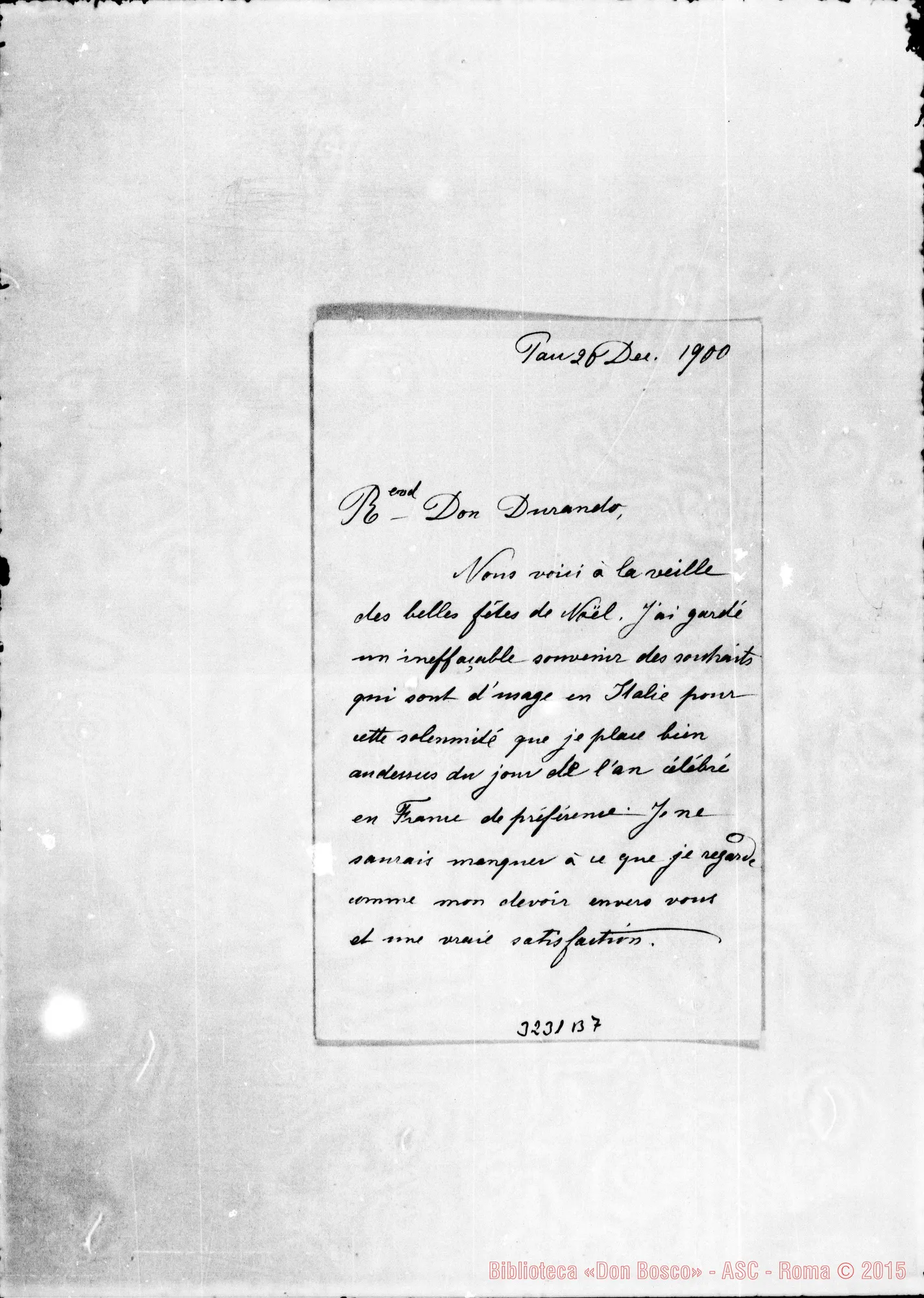 Fotogramma B 7 — M.lle Marie Lasserre-Don Durando. Pau, 20-12-1900