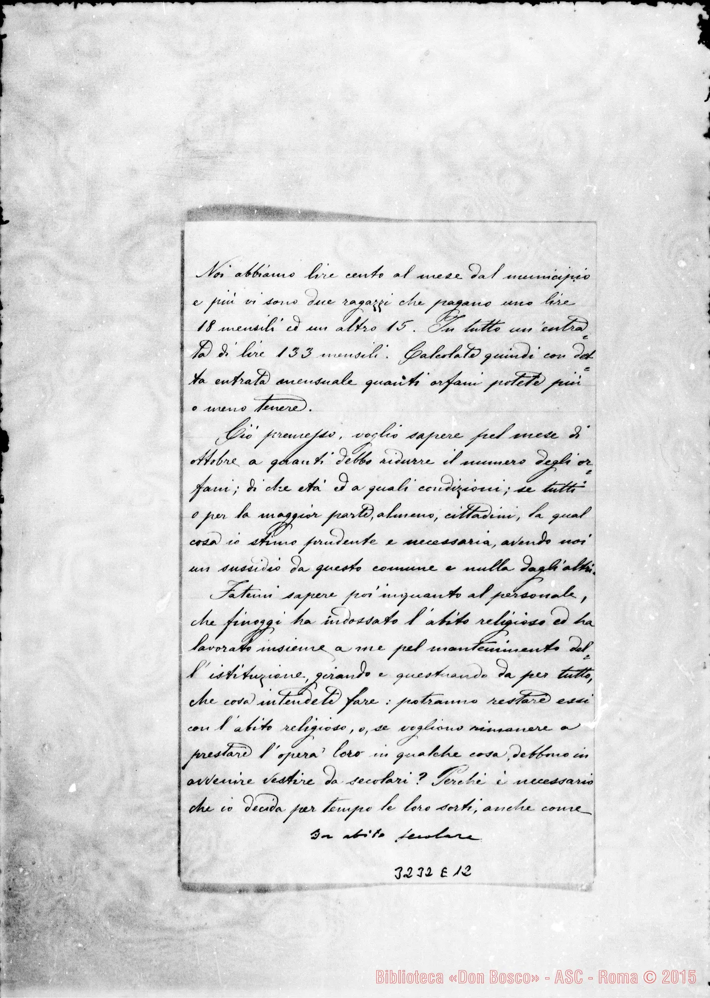 Fotogramma E 12 — Lettera incompleta al Procuratore. Castellammare, 3-02-1894