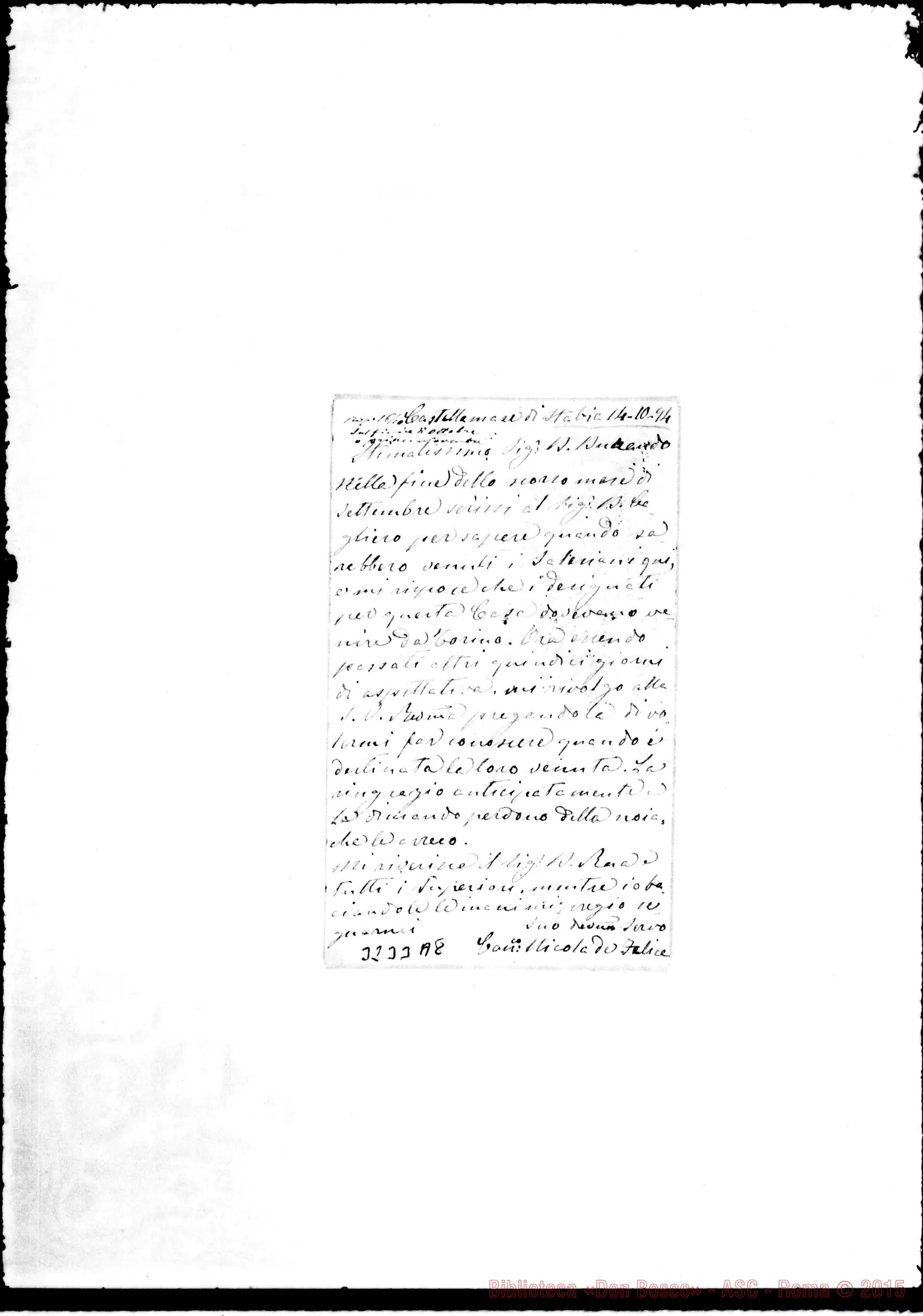 Fotogramma A 8 — Don Nicola de Felice-Don Durando, il 14-10-1894