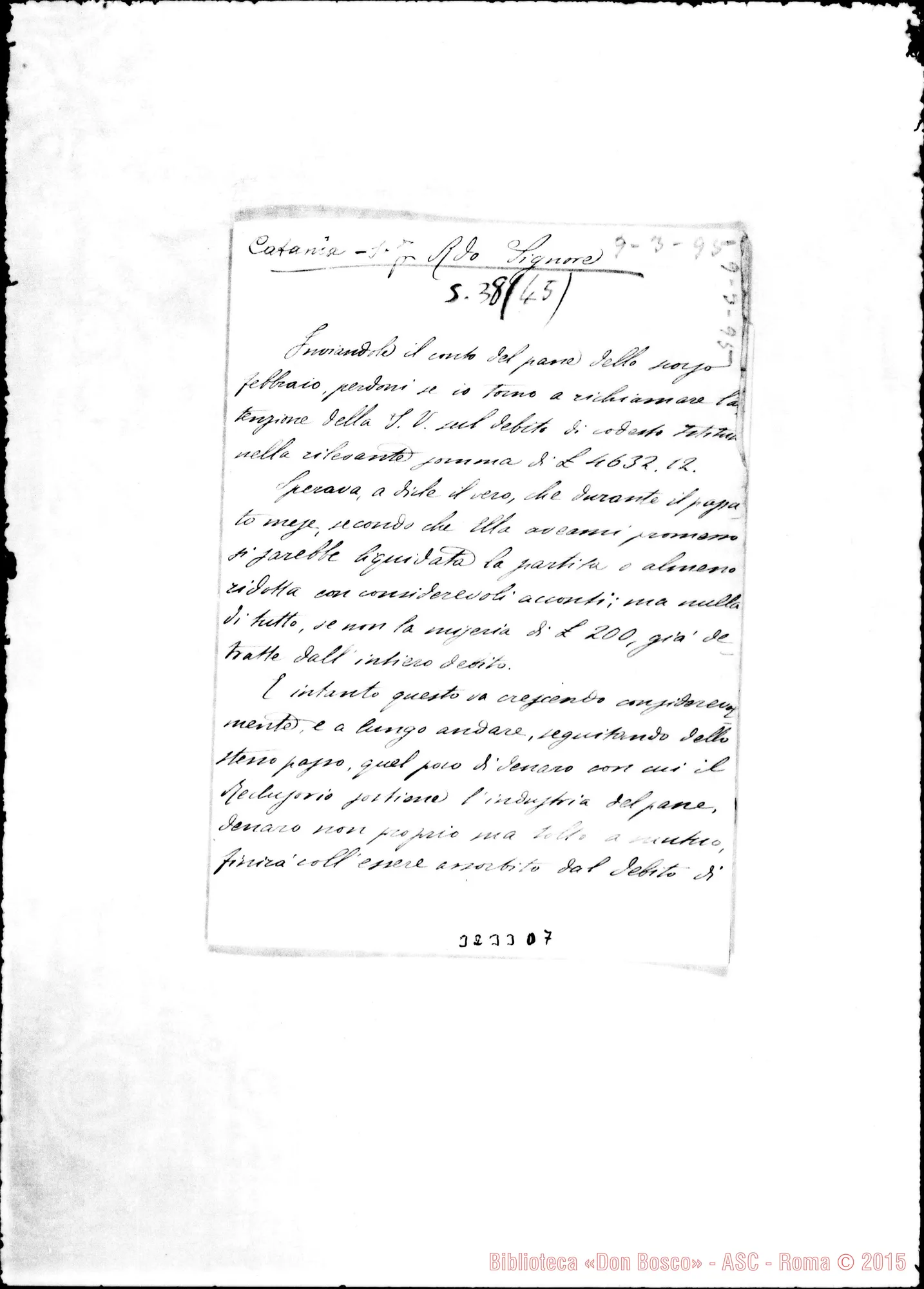 Fotogramma D 7 — Casentino Stefano-Rev.do Signore. Catania, 9-03-1895
