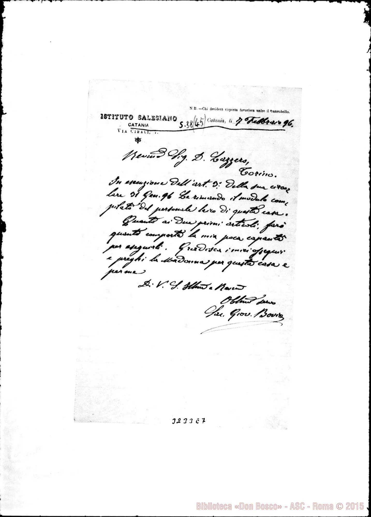 Fotogramma E 7 — Don Giovanni Bovio-Don Lazzero. Catania, 7-02-1896