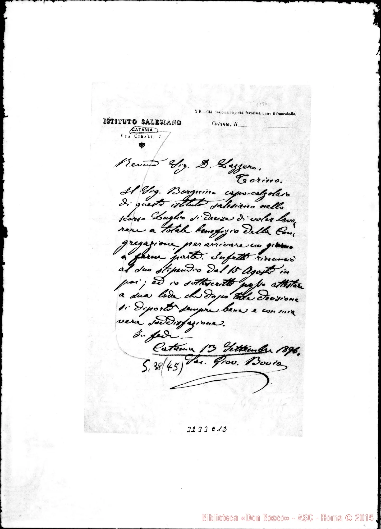 Fotogramma E 12 — Don Giovanni Bovio-Don Lazzero. Catania, 13-09-1896