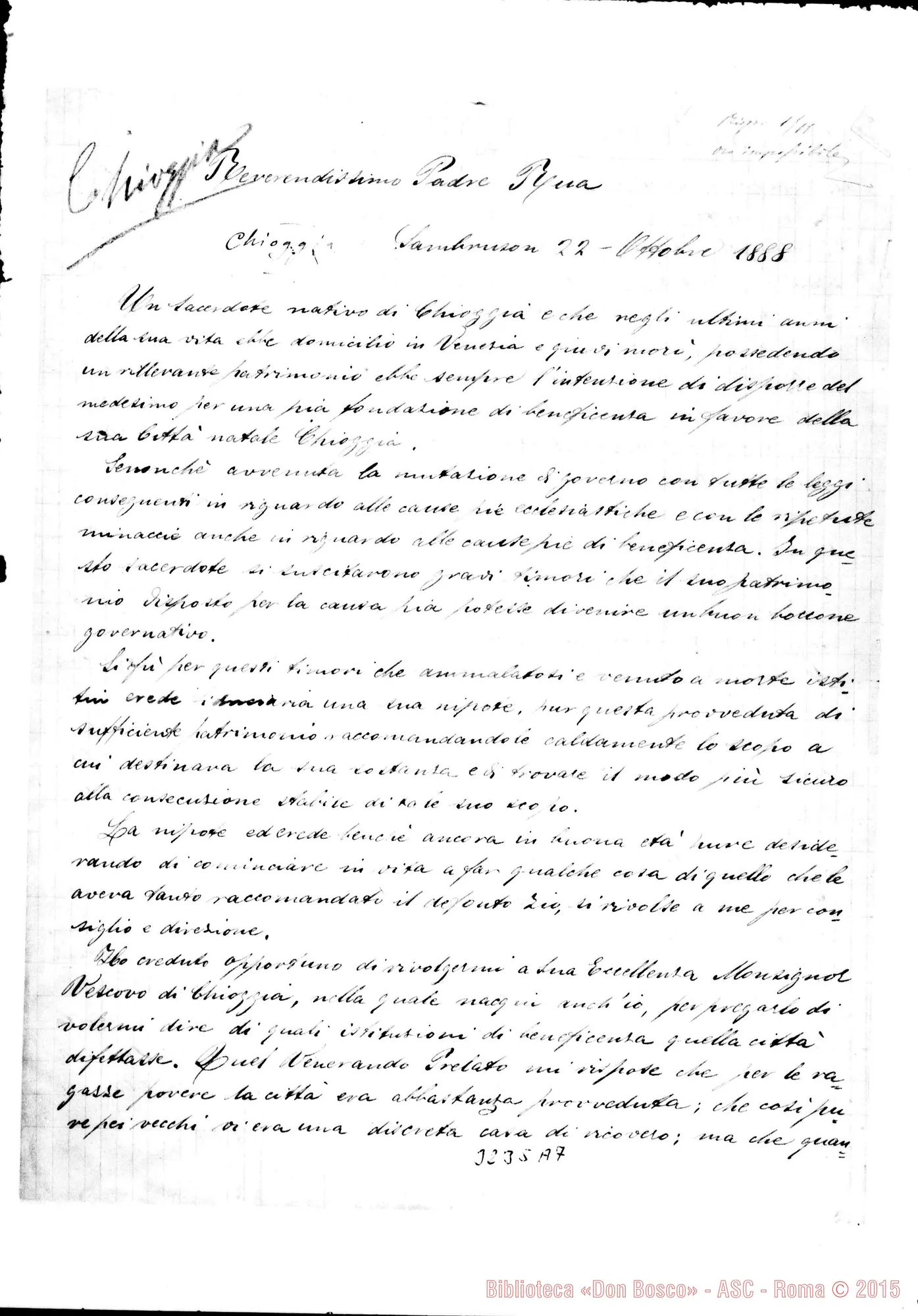 Fotogramma A 7 — Don Vincenzo Nordio-Don Rua. Sambruson, 22-10-1888