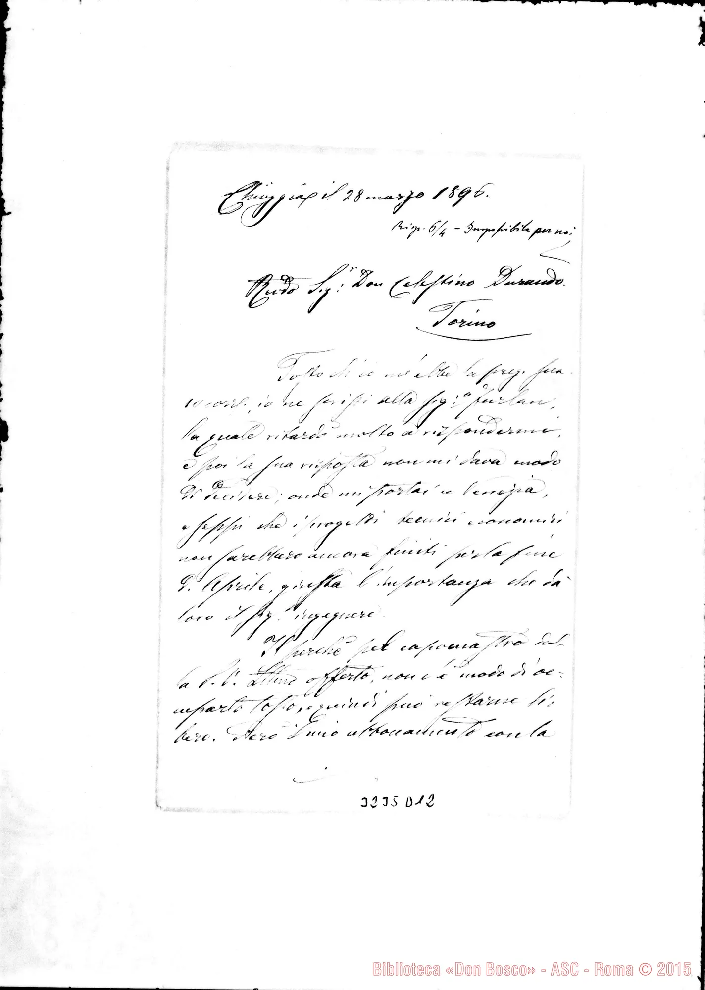 Fotogramma D 12 — Vincenzo Bellemo-Don Durando. Chioggia, 28-03-1896