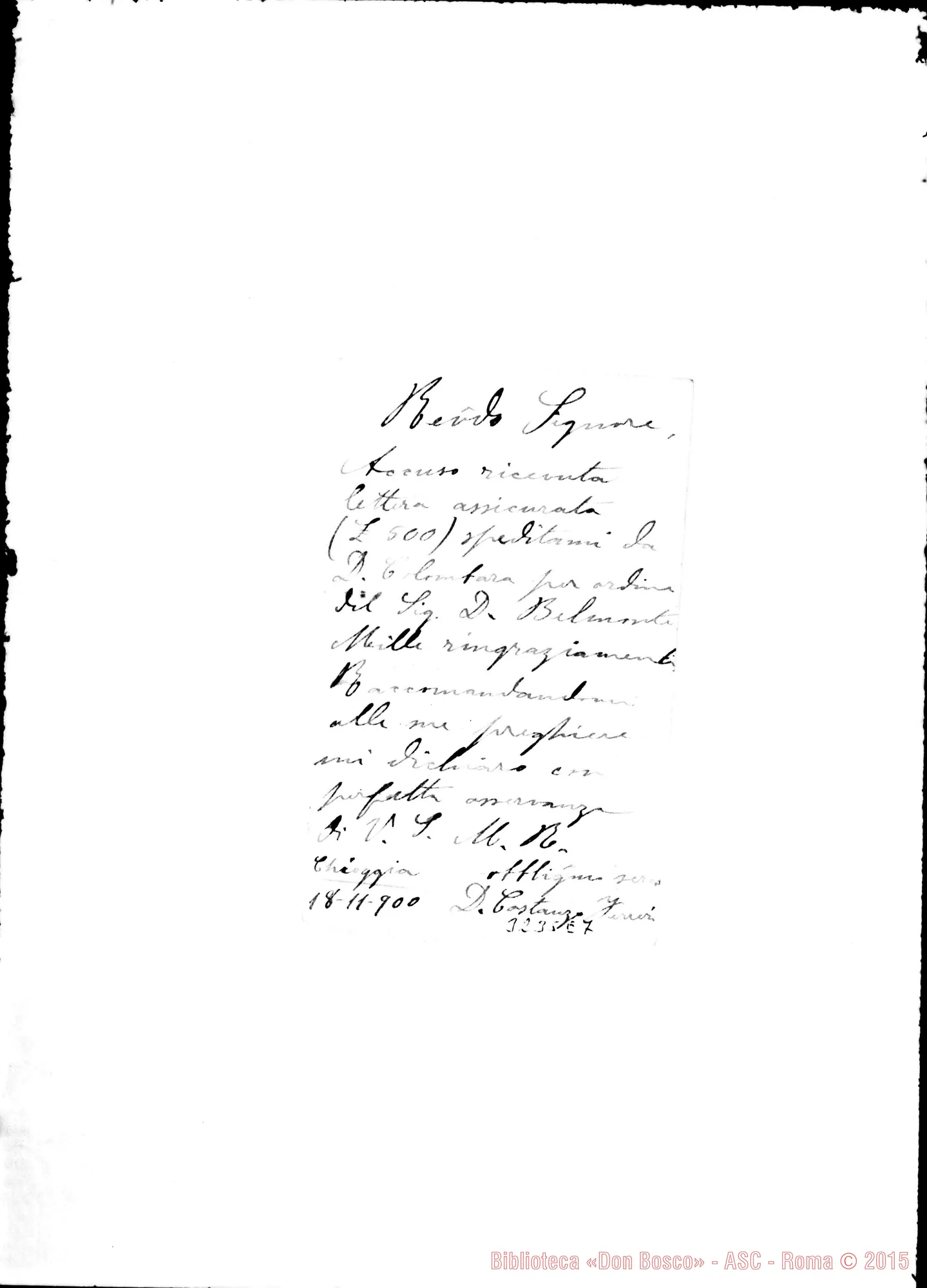 Fotogramma E 7 — Don Costanzo Ferreri-Don Bovio. Chioggia, 18-11-1900