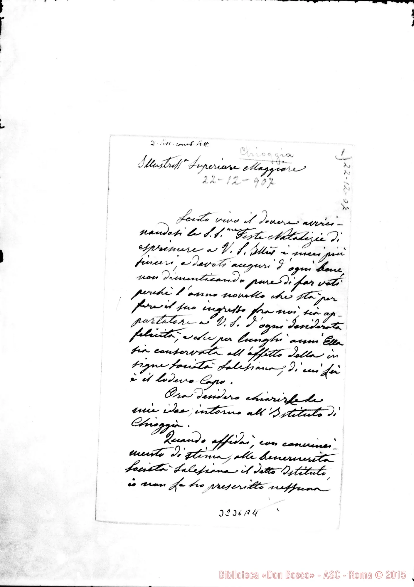 Fotogramma A 4 — Giustina Furlan-Don Rua. Chioggia, 22-12-1907 Autogr. Rua