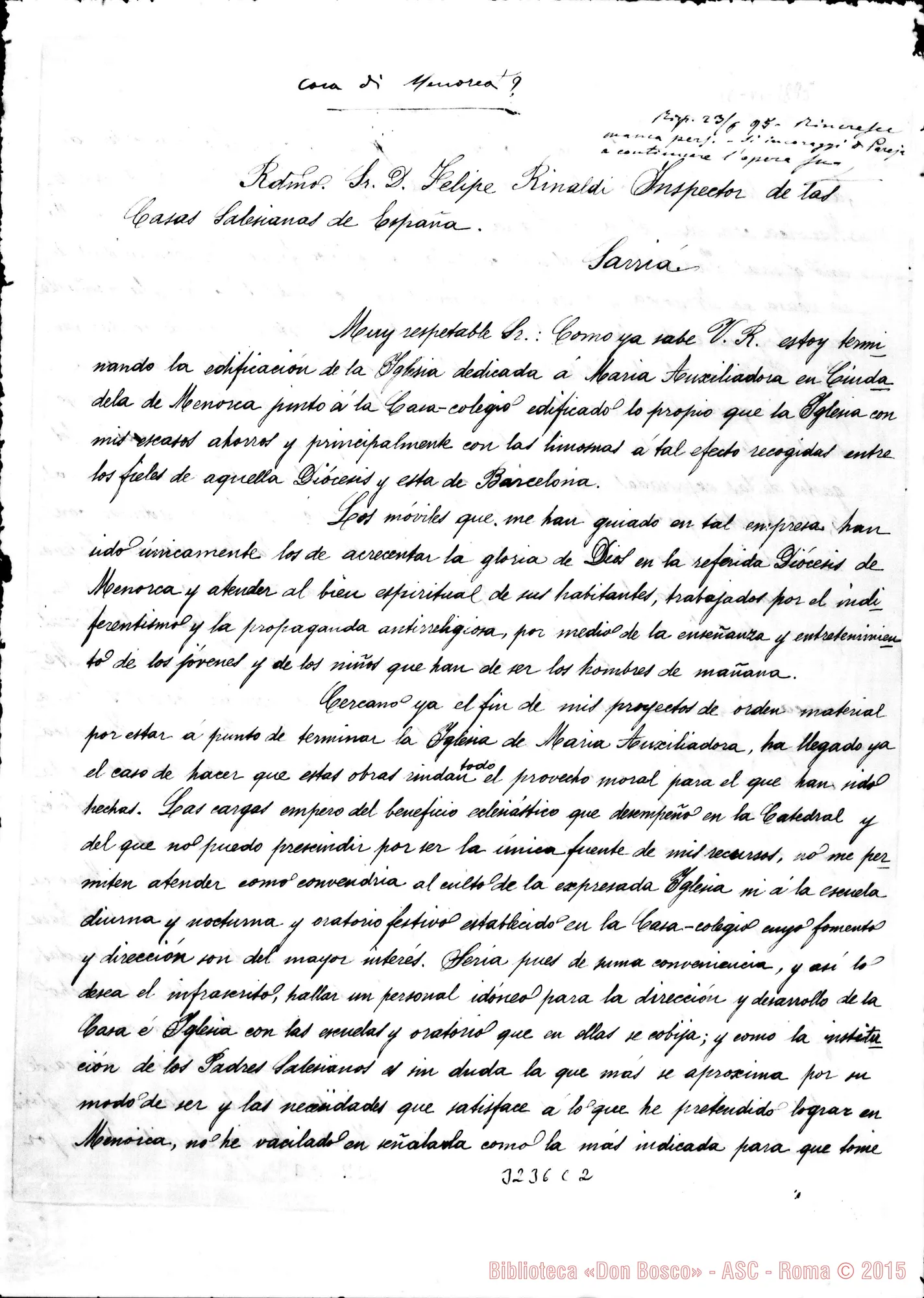 Fotogramma C 2 — Don Federico Pareja-Don Rinaldi. Barcelona, 11-06-1895 Aut. Rinaldi