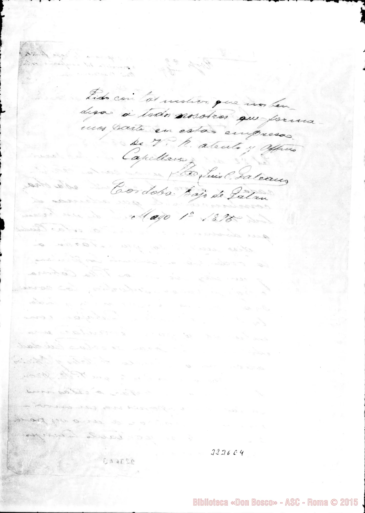 Fotogramma E 4 — Luis C. Galeano, pbro.-Don Rua. Córdoba, 1-05-1895
