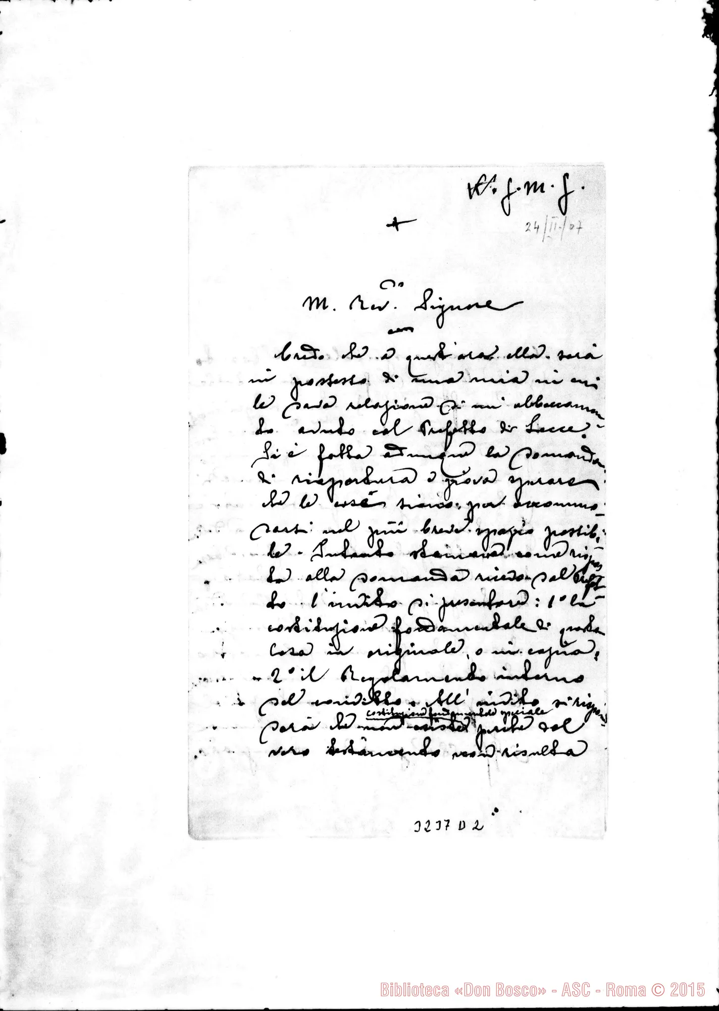 Fotogramma D 2 — Don Ambrogio Della Beffa-Rev.do Sig. Corigliano, 24-02-1907
