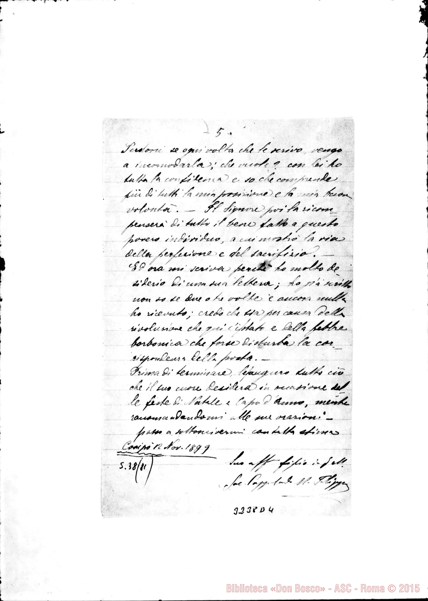 Fotogramma D 4 — Don Pappalardo-Amatissimo Padre. Coxipó, 12-11-1899